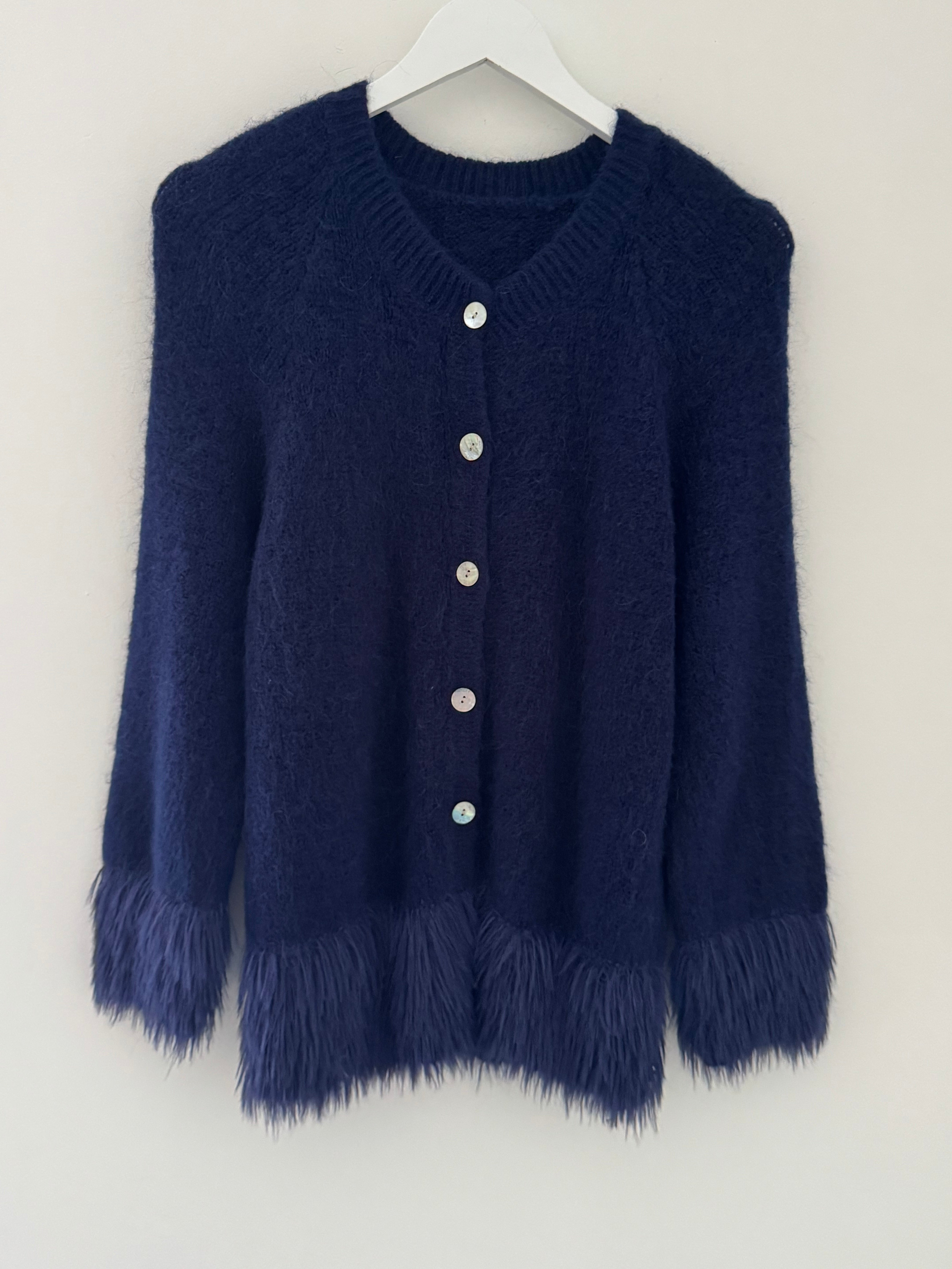 Luxe Fringe Cardigan in Ink