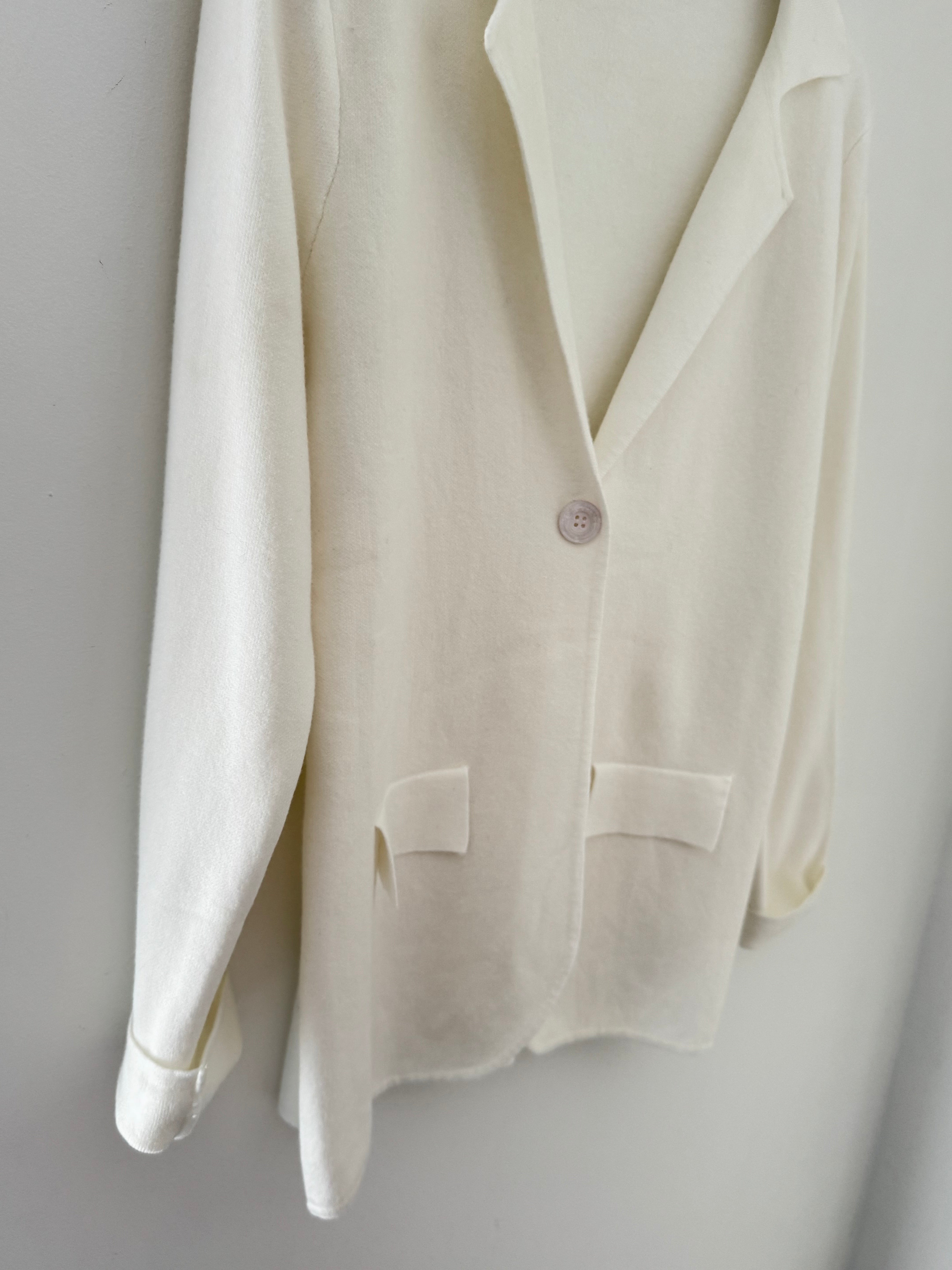 Knitted Blazer Jacket in Ivory