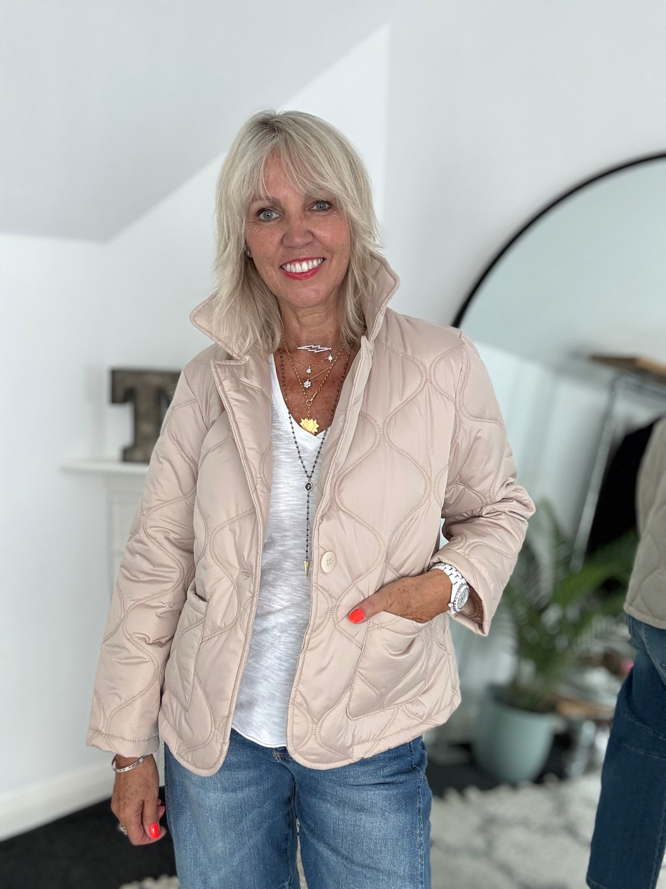 Quilted Jacket in Stone