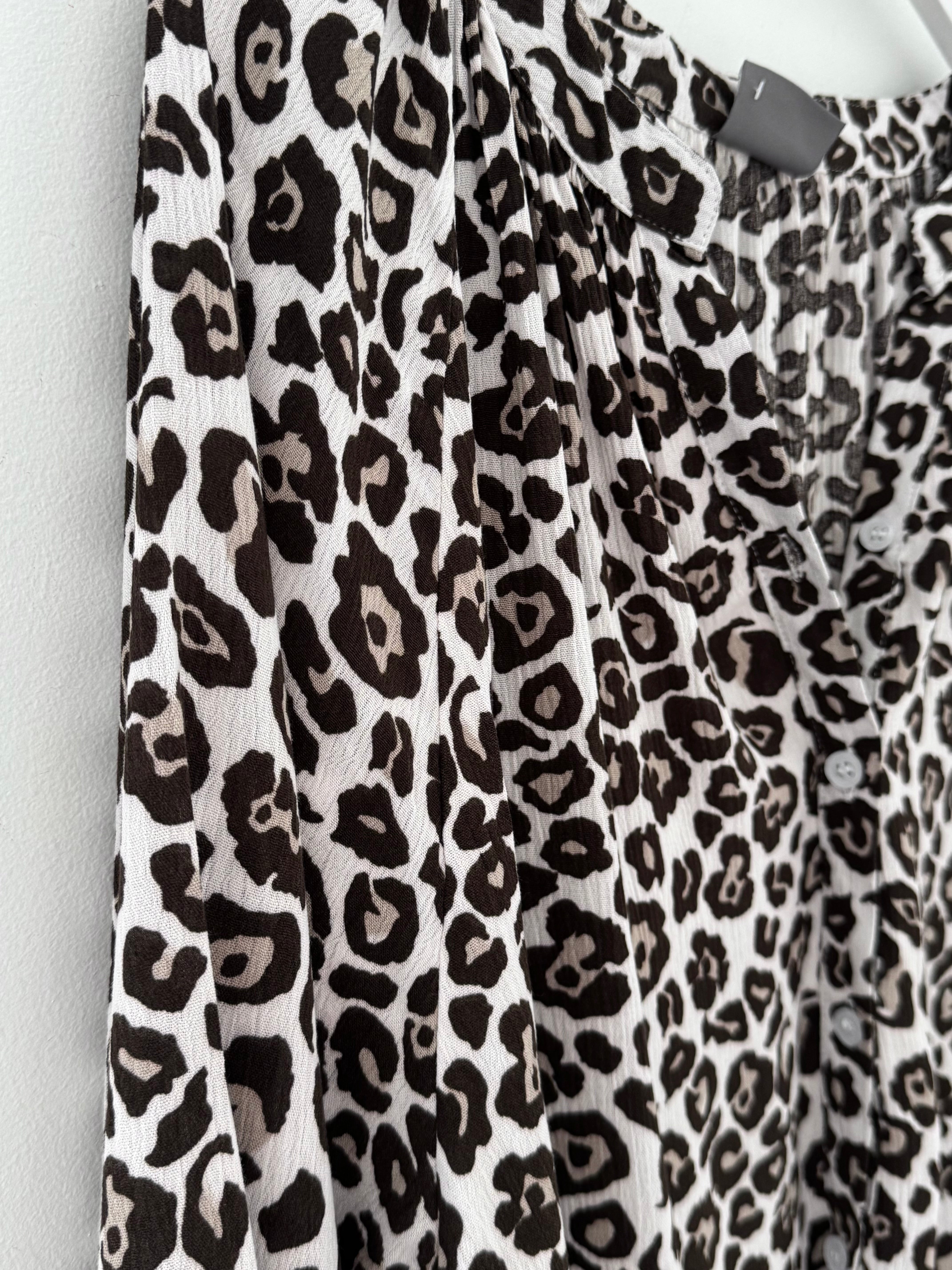 Leopard Print Blouse in Ivory & Brown