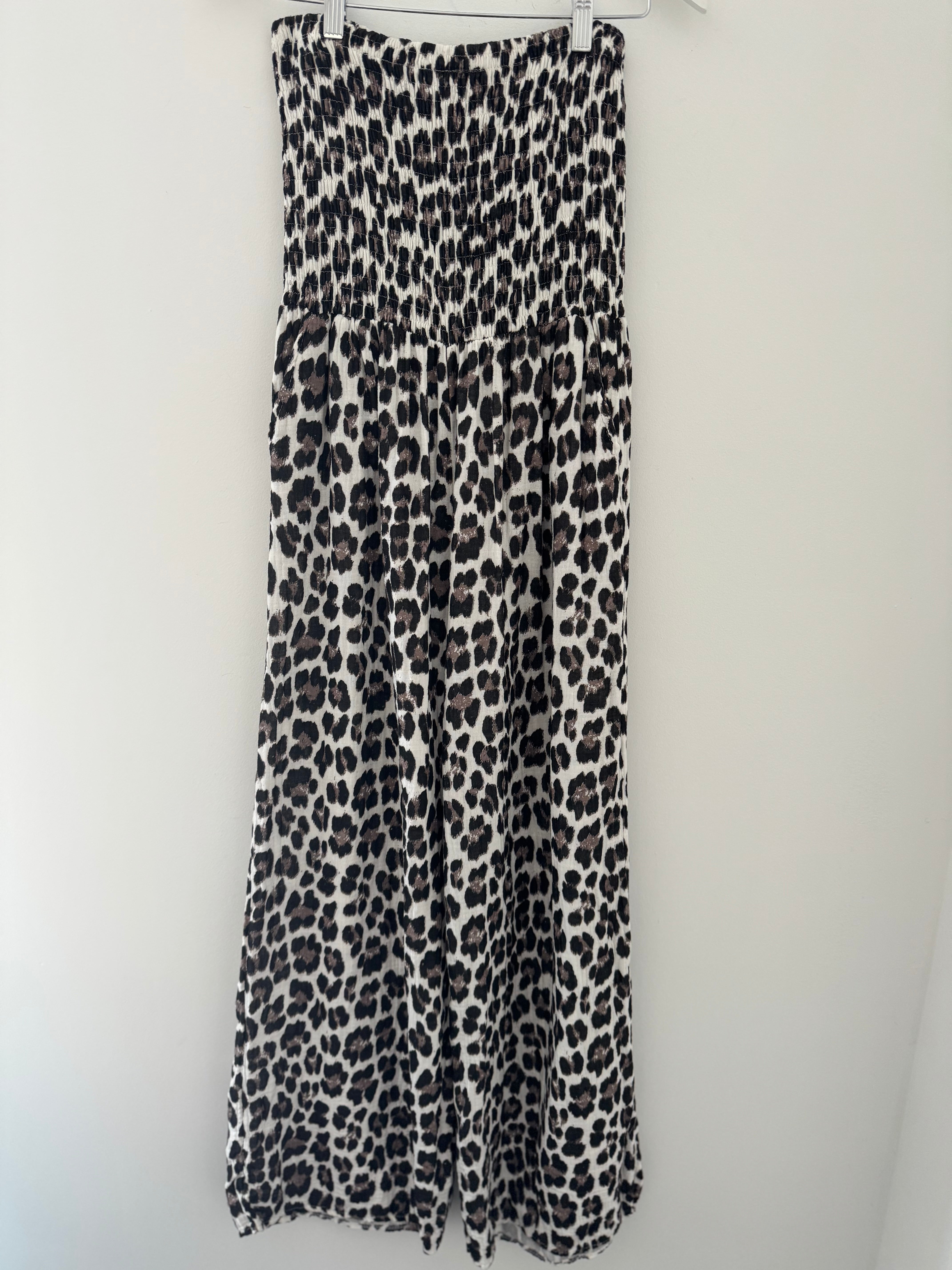 Bandeau Cheesecloth Jumpsuit in Classic Leopard