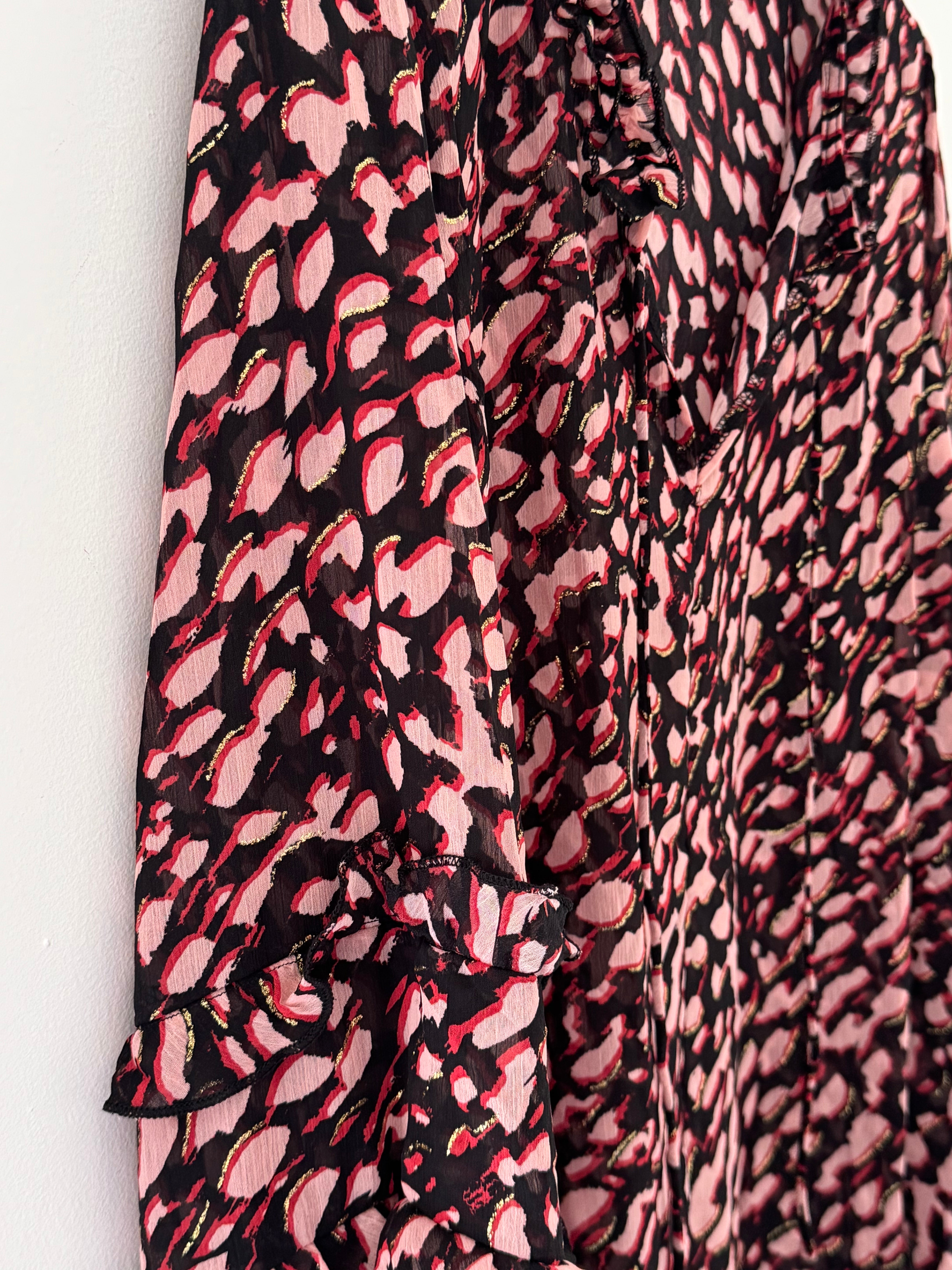 Chiffon Print Blouse in Pink & Black