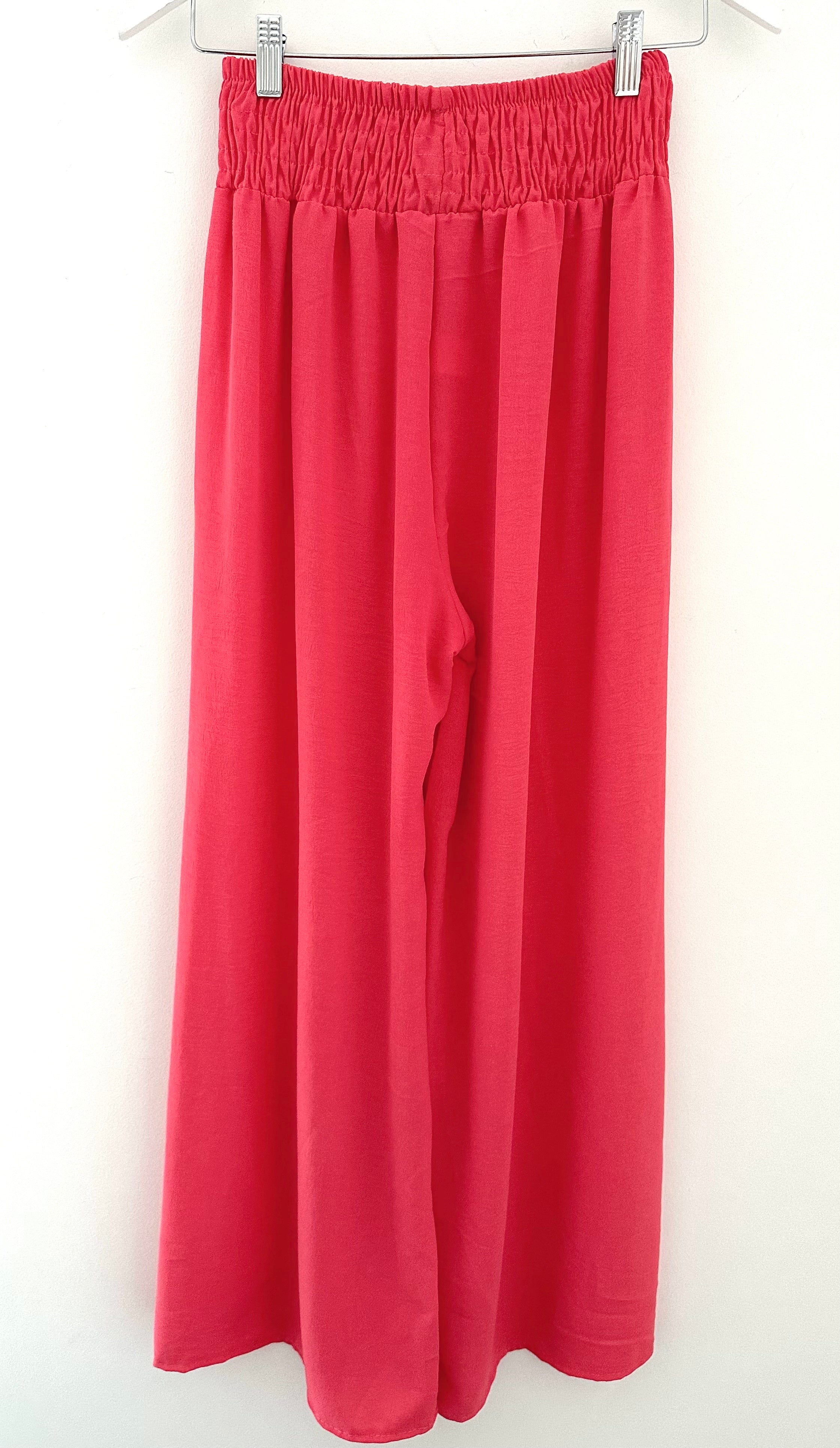Wide Leg Crepe Trousers in Coral