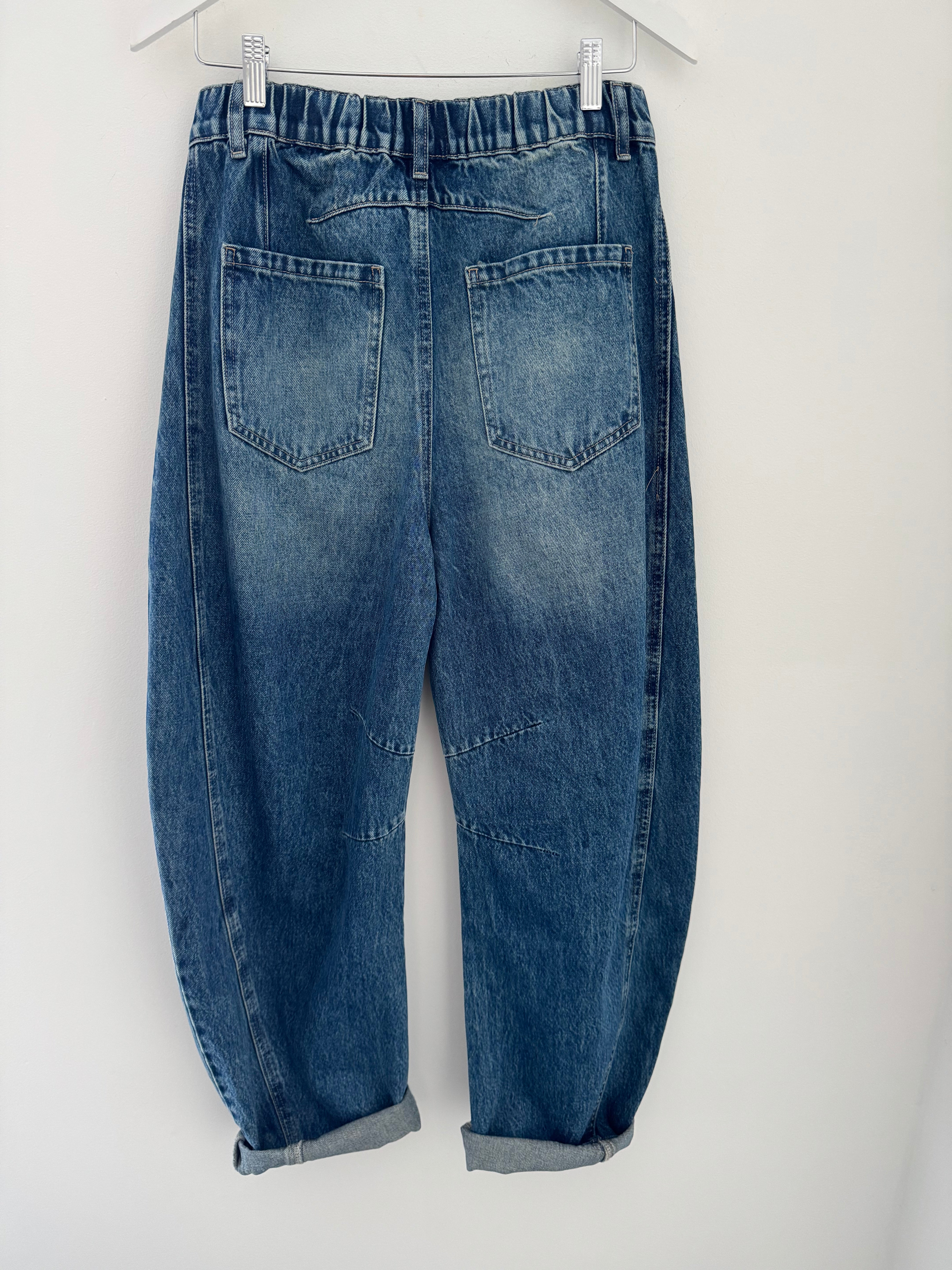 Barrel Leg Jeans with Elasticated Waist