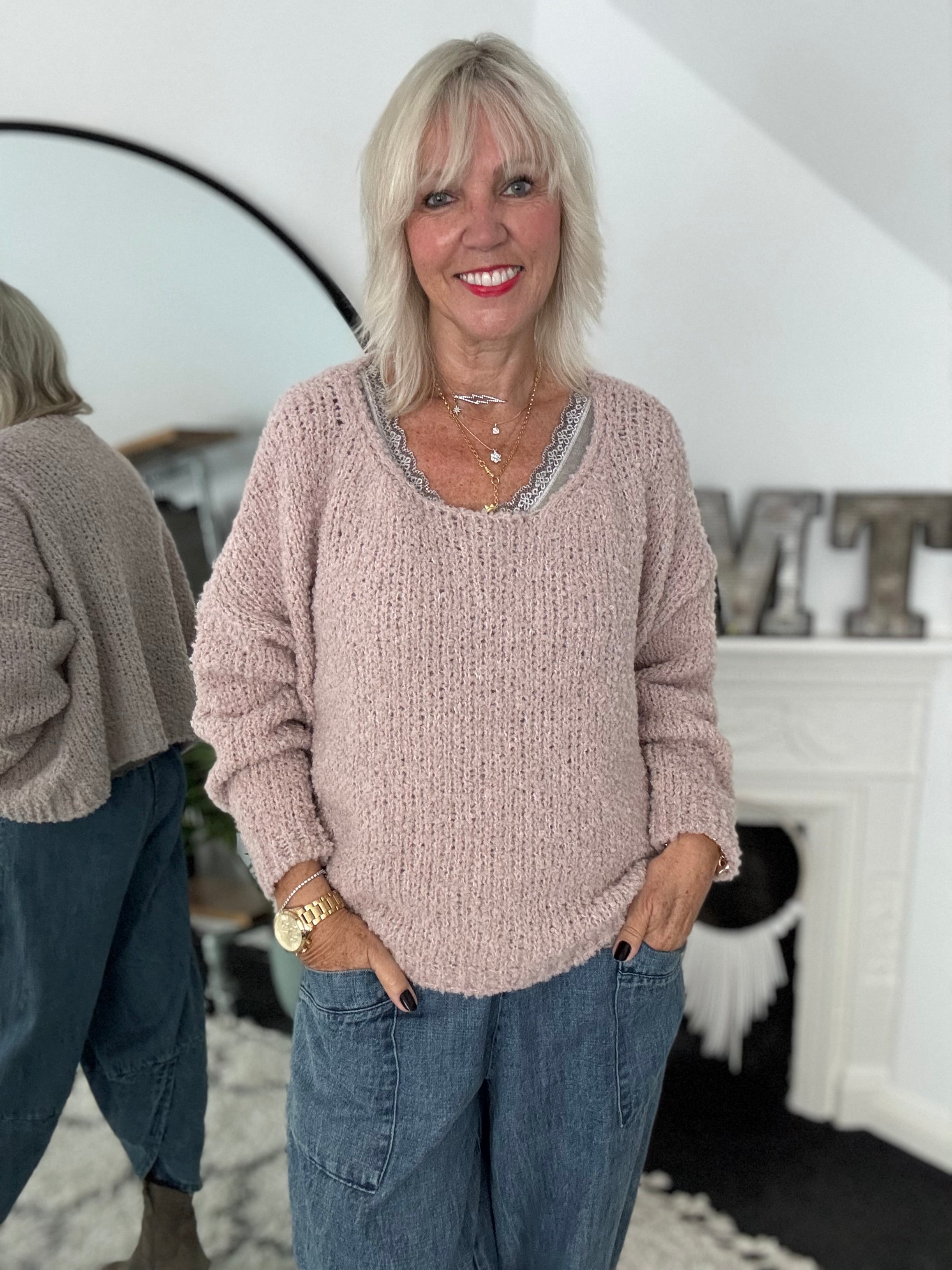 Boucle Jumper in Soft Pink