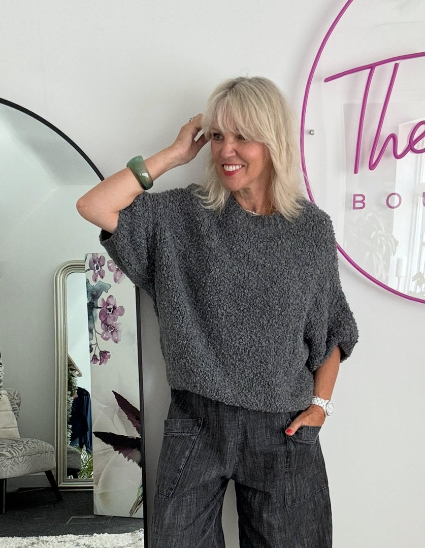 Boucle Jumper in Charcoal Grey