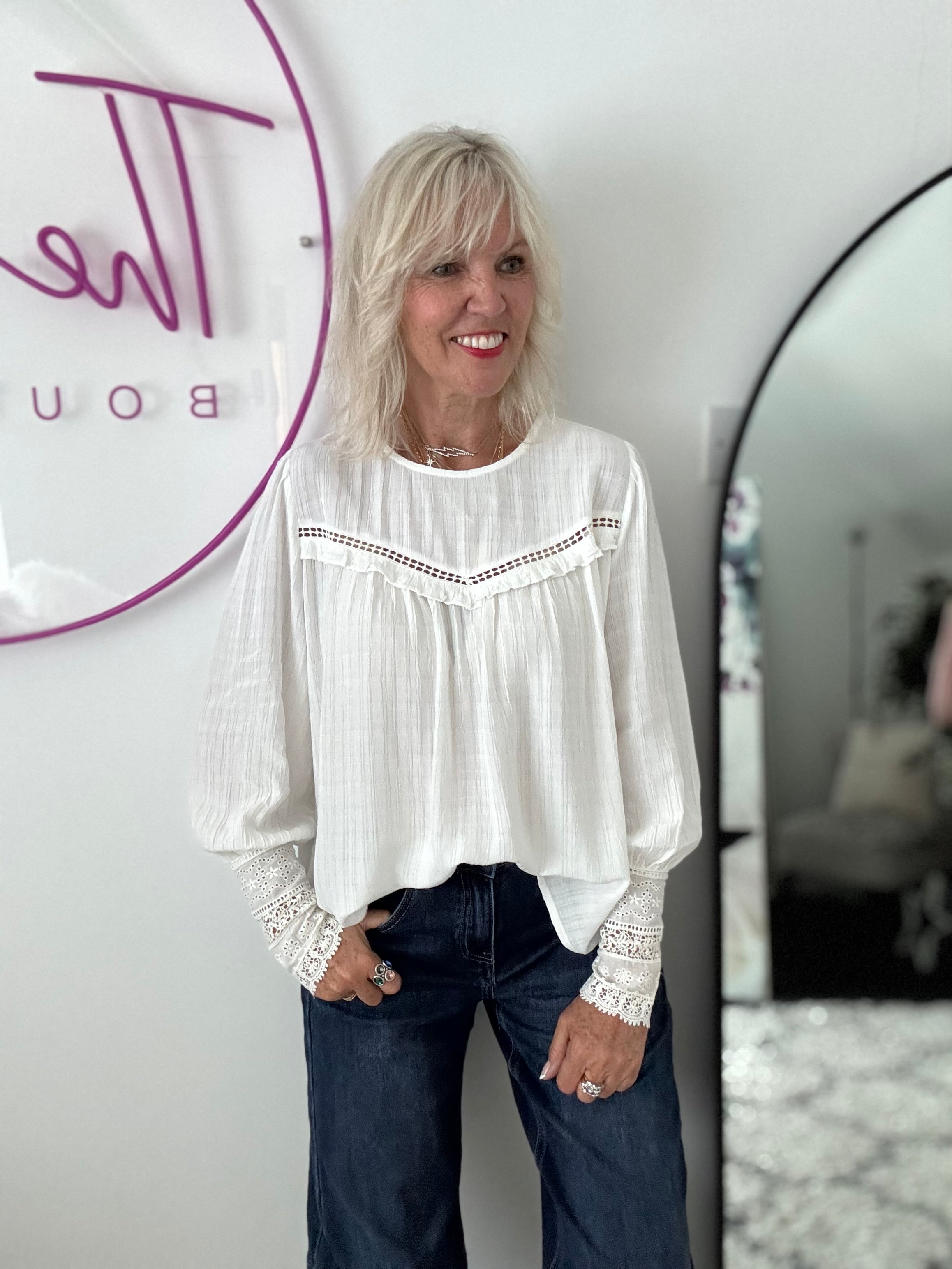 Luxe Blouse with Lace Cuffs