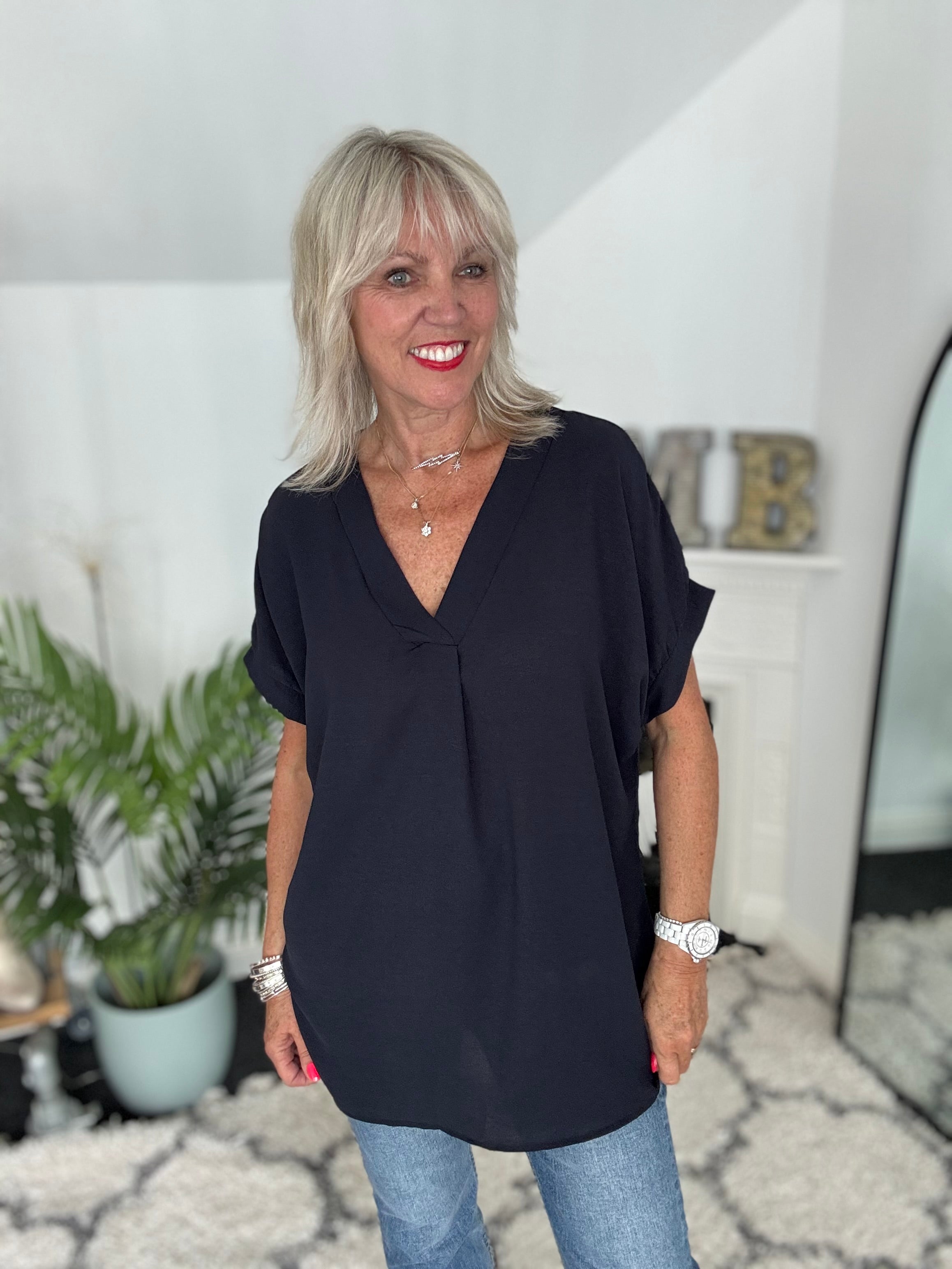 Simple Crepe Top in Ink