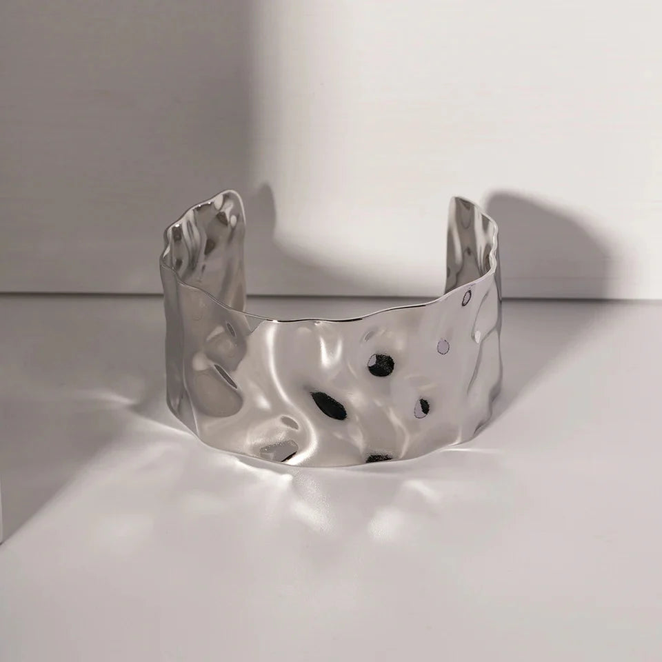 Hammered Cuff Bracelet in Gold