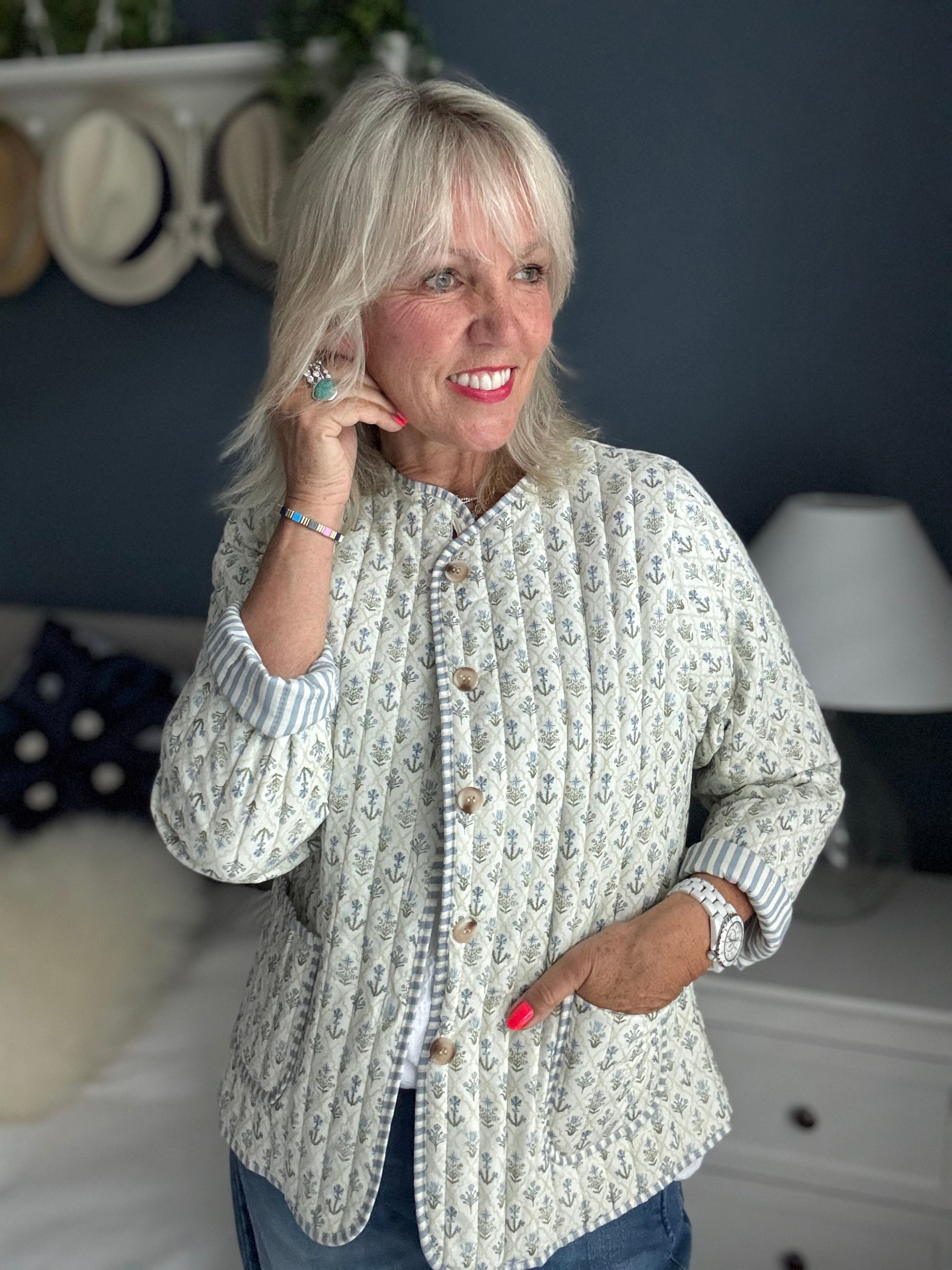 Luxe Quilted Jacket in Blue