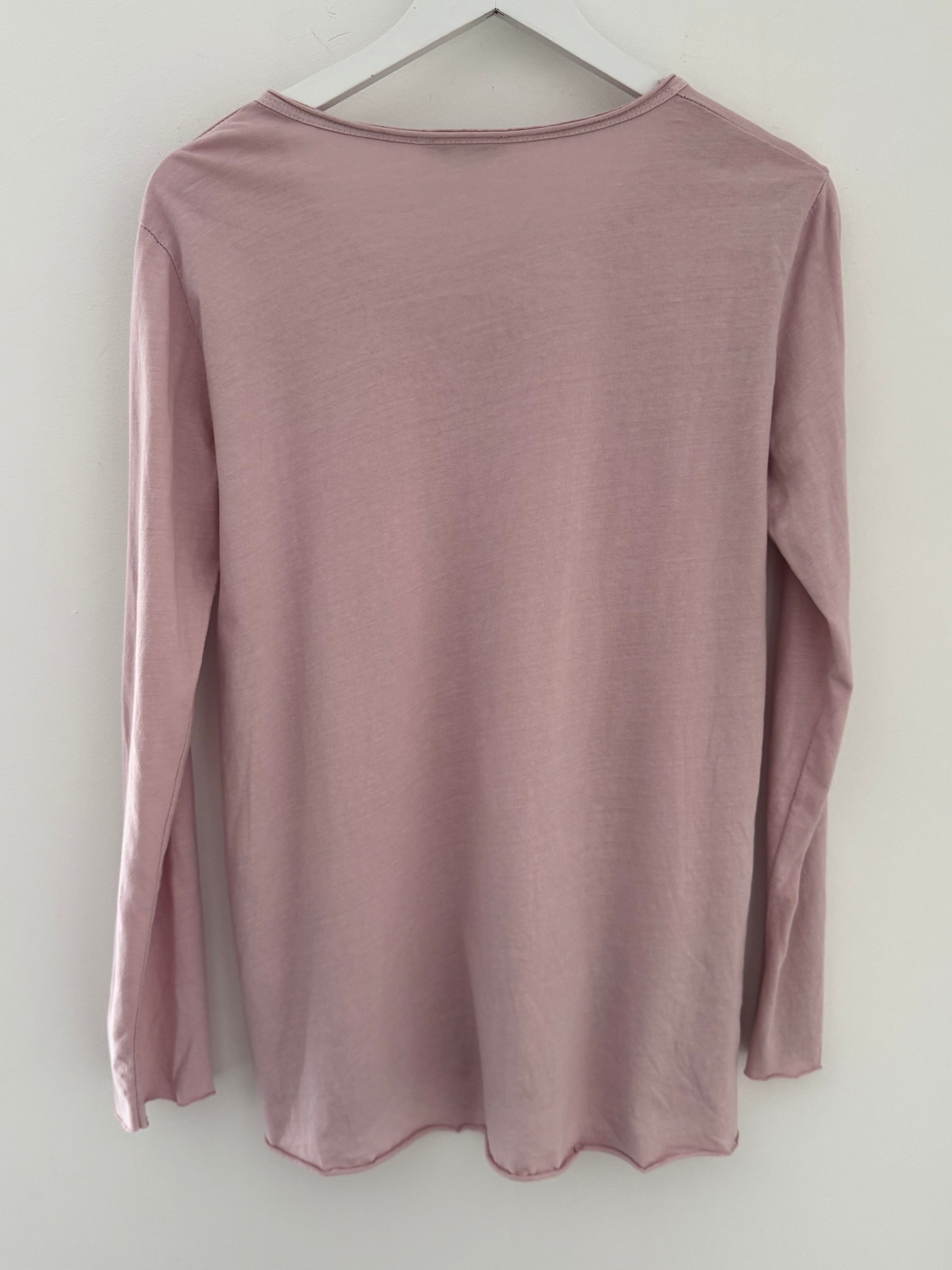 Long Sleeve Cotton Top in Soft Pink