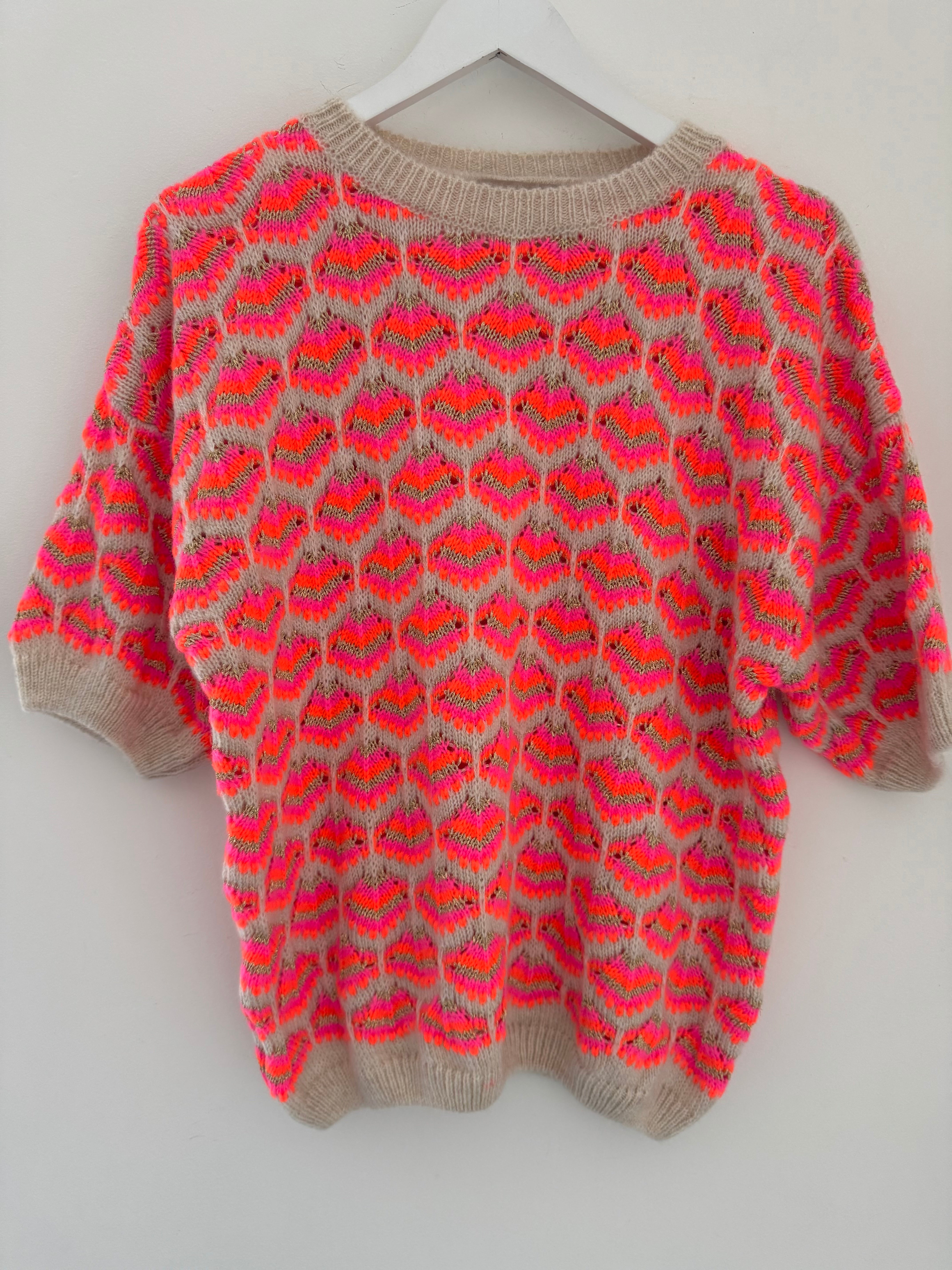 Luxe Short Sleeve Metallic & Neon Knit
