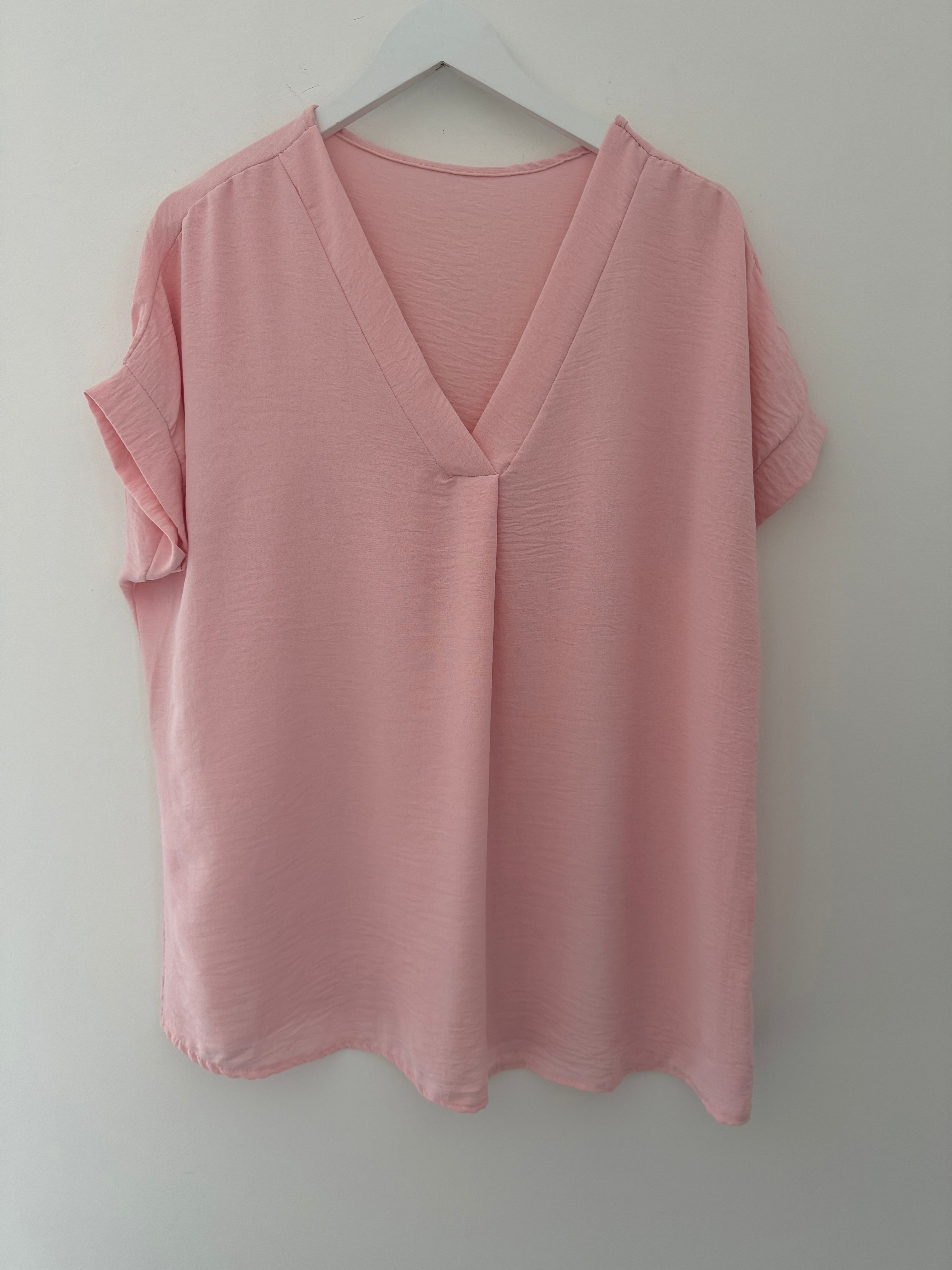 Simple Crepe Top in Blush Pink