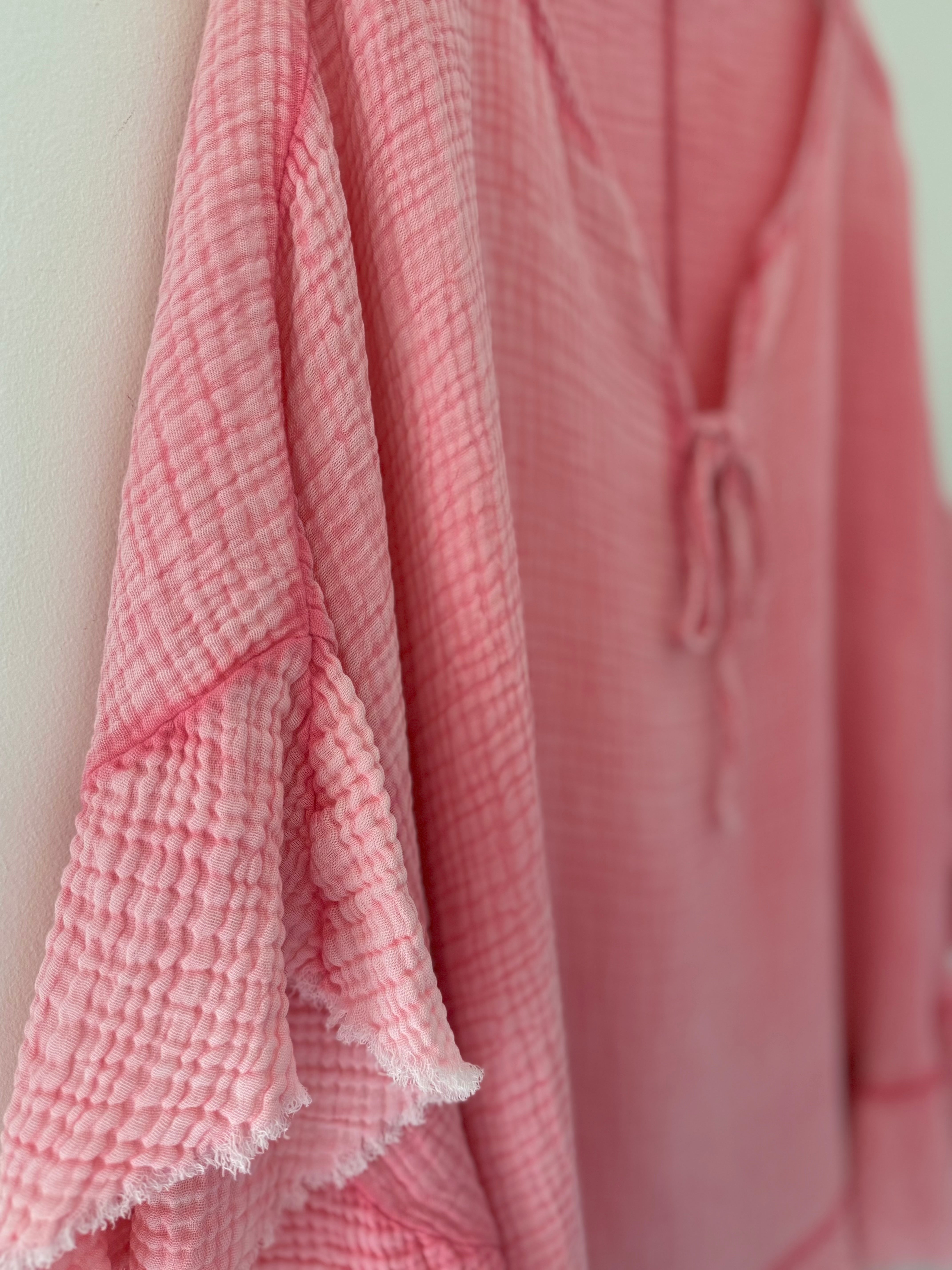 Oversized Cheesecloth Top in Coral Pink