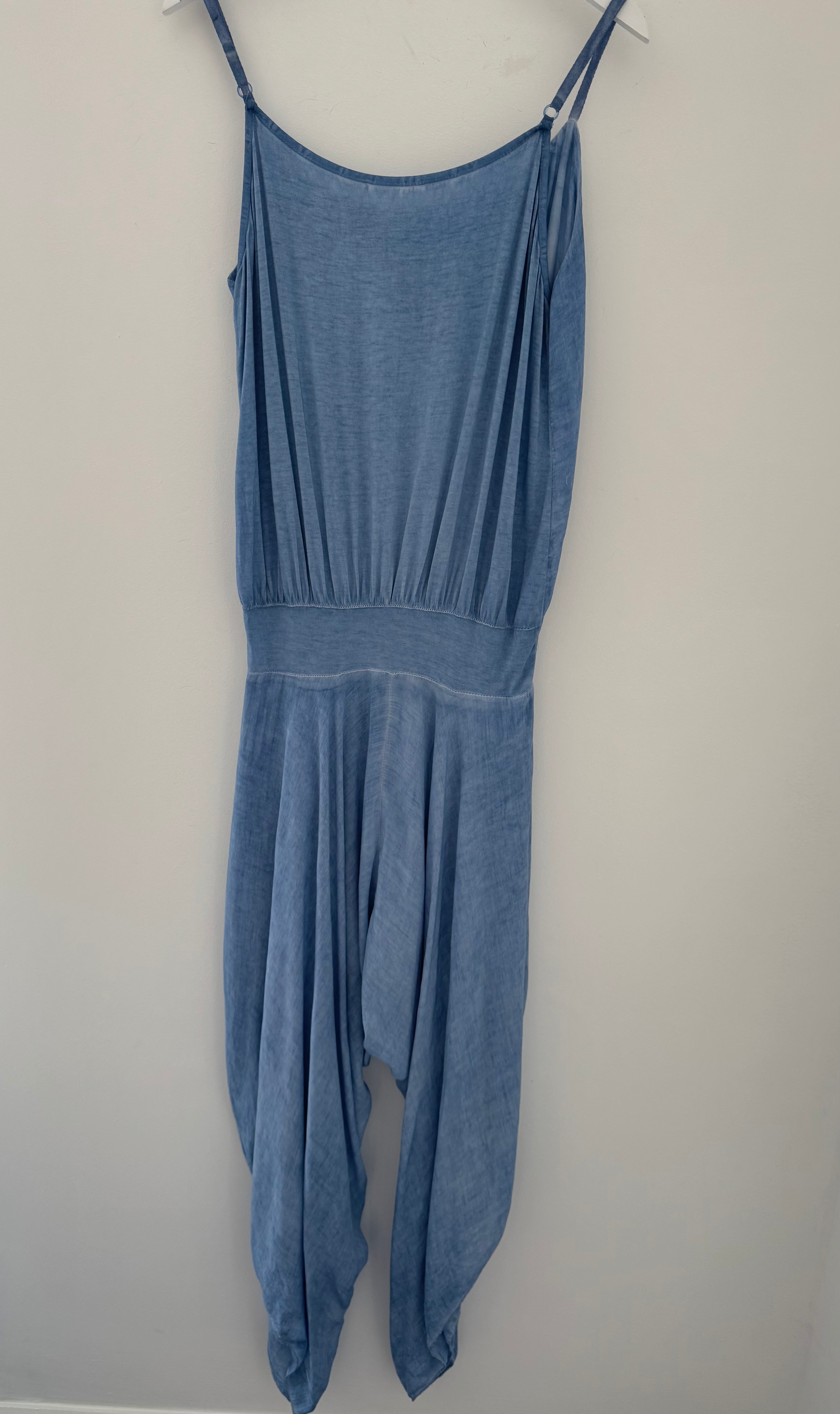 Split Leg Jumpsuit in Vintage Blue