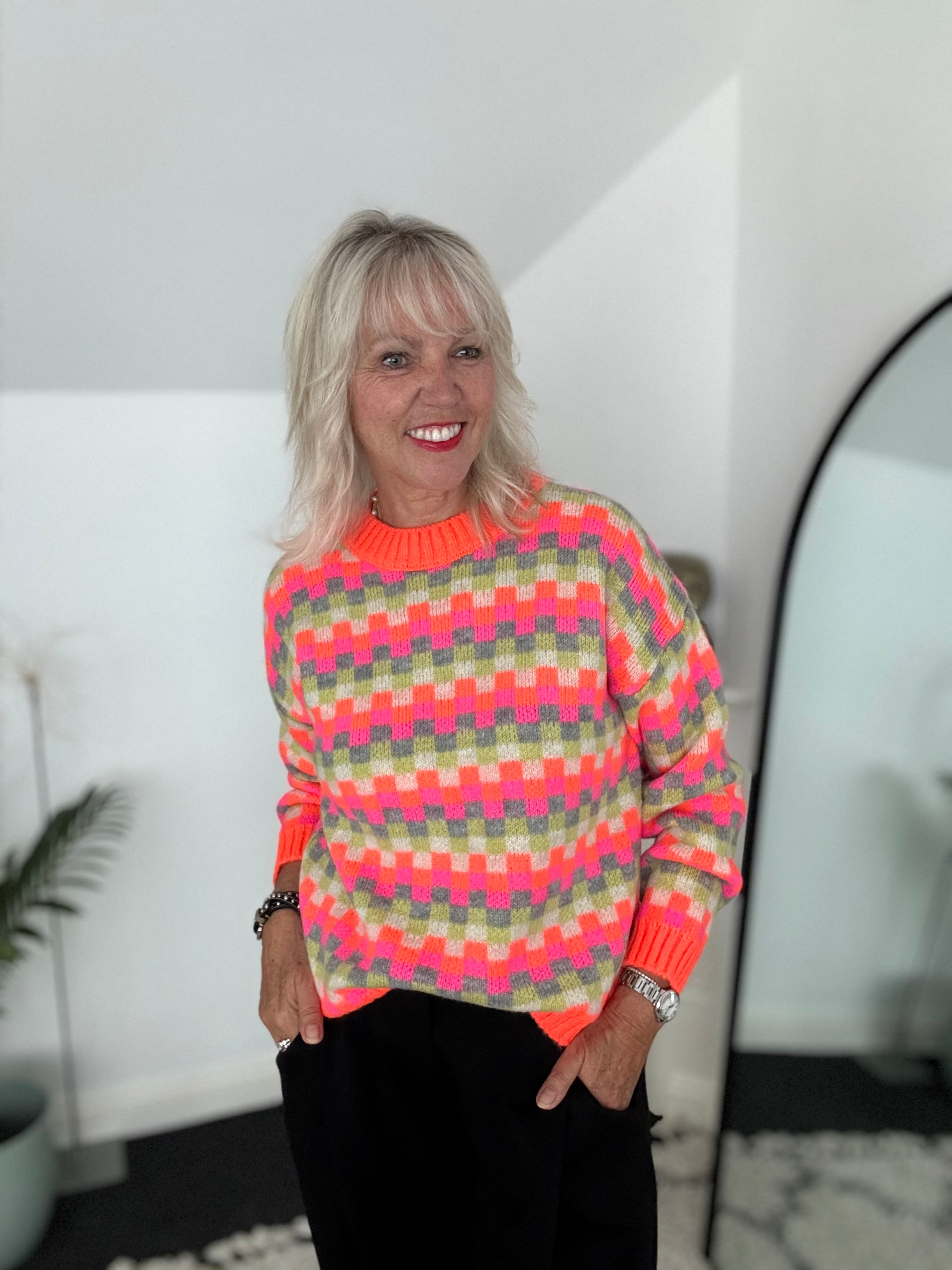 Luxe Checker Jumper in Brights
