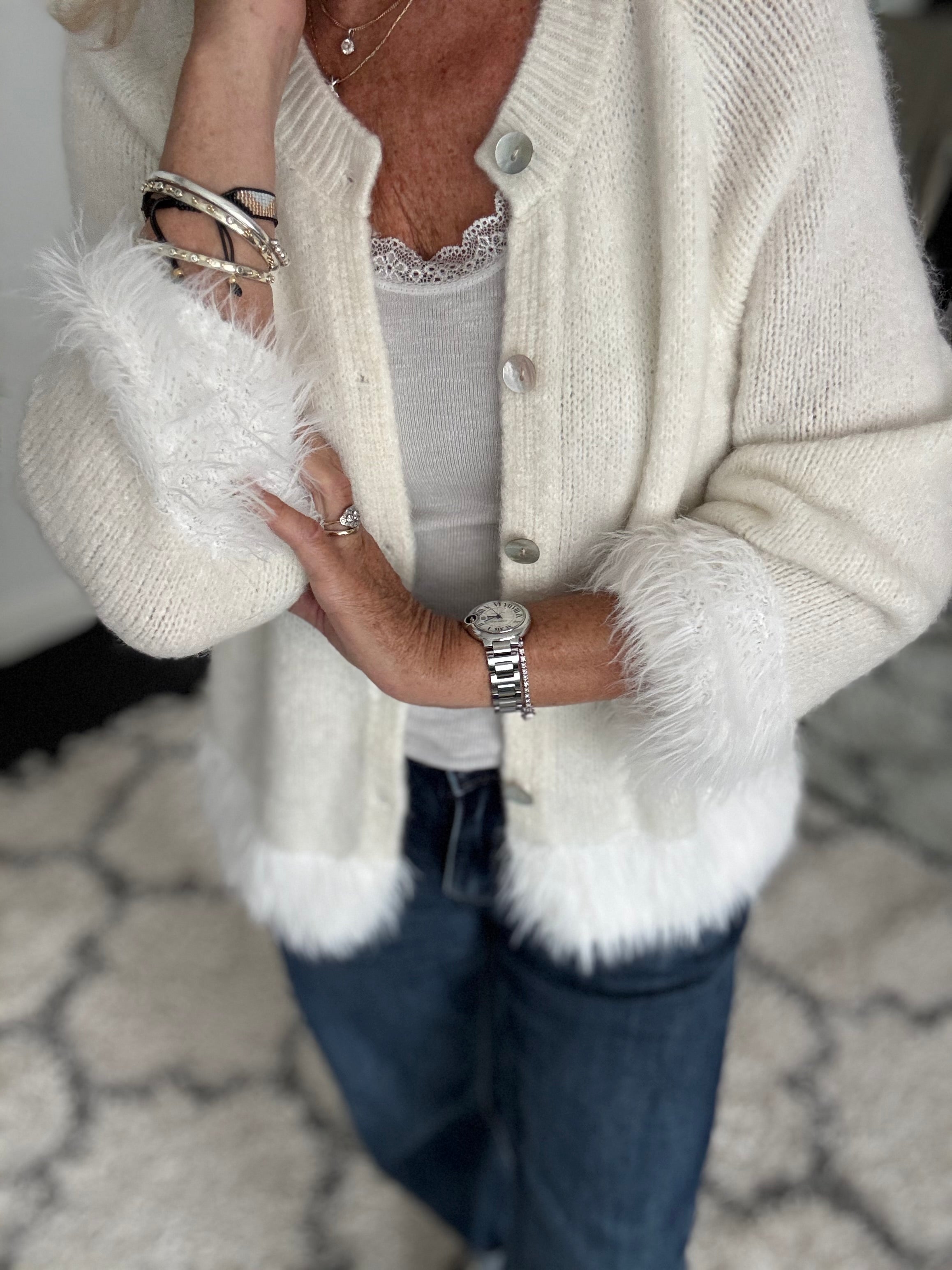 Luxe Fringe Cardigan in Ivory
