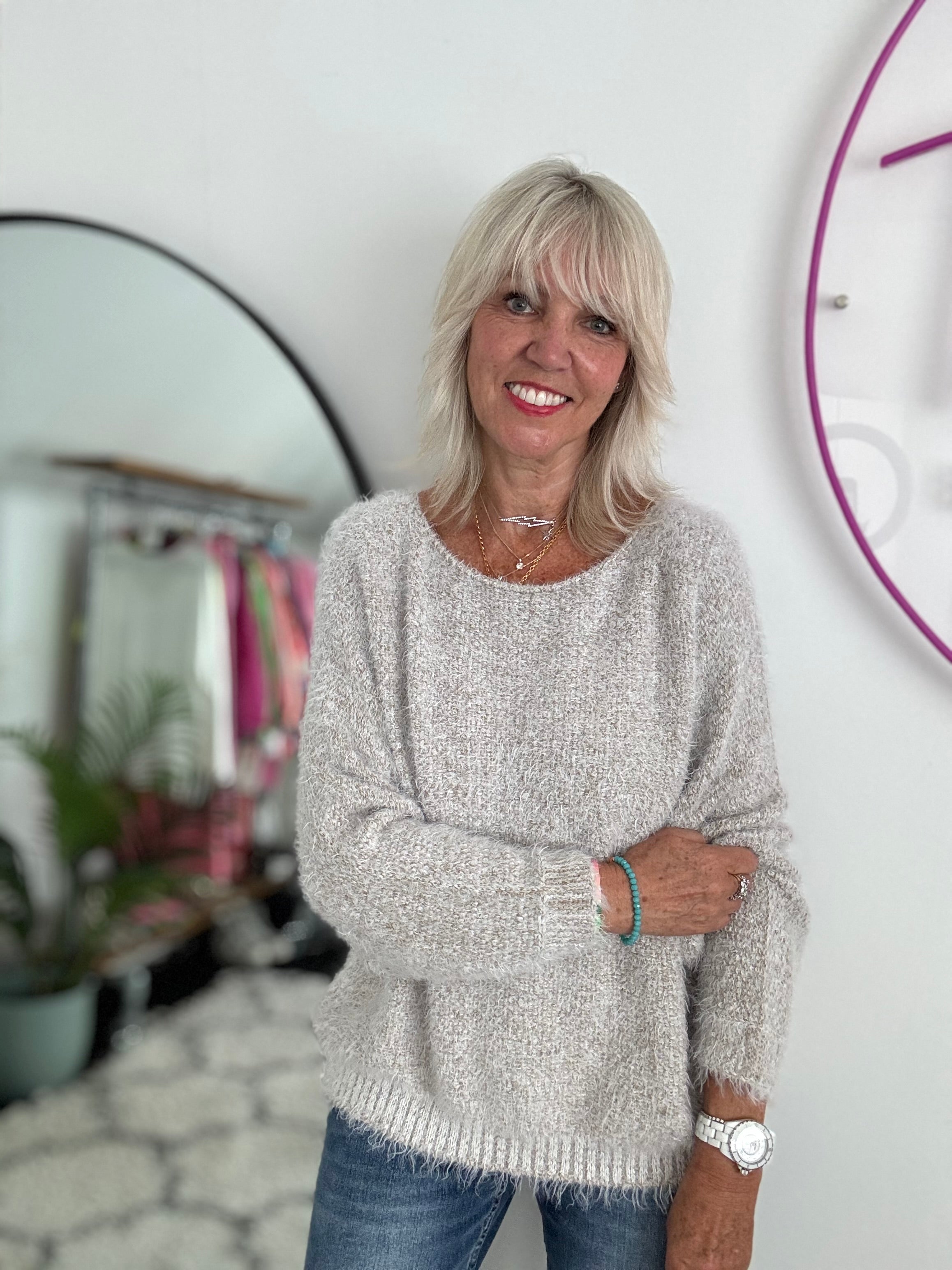 Luxe Fluffy Jumper in Light Mocha