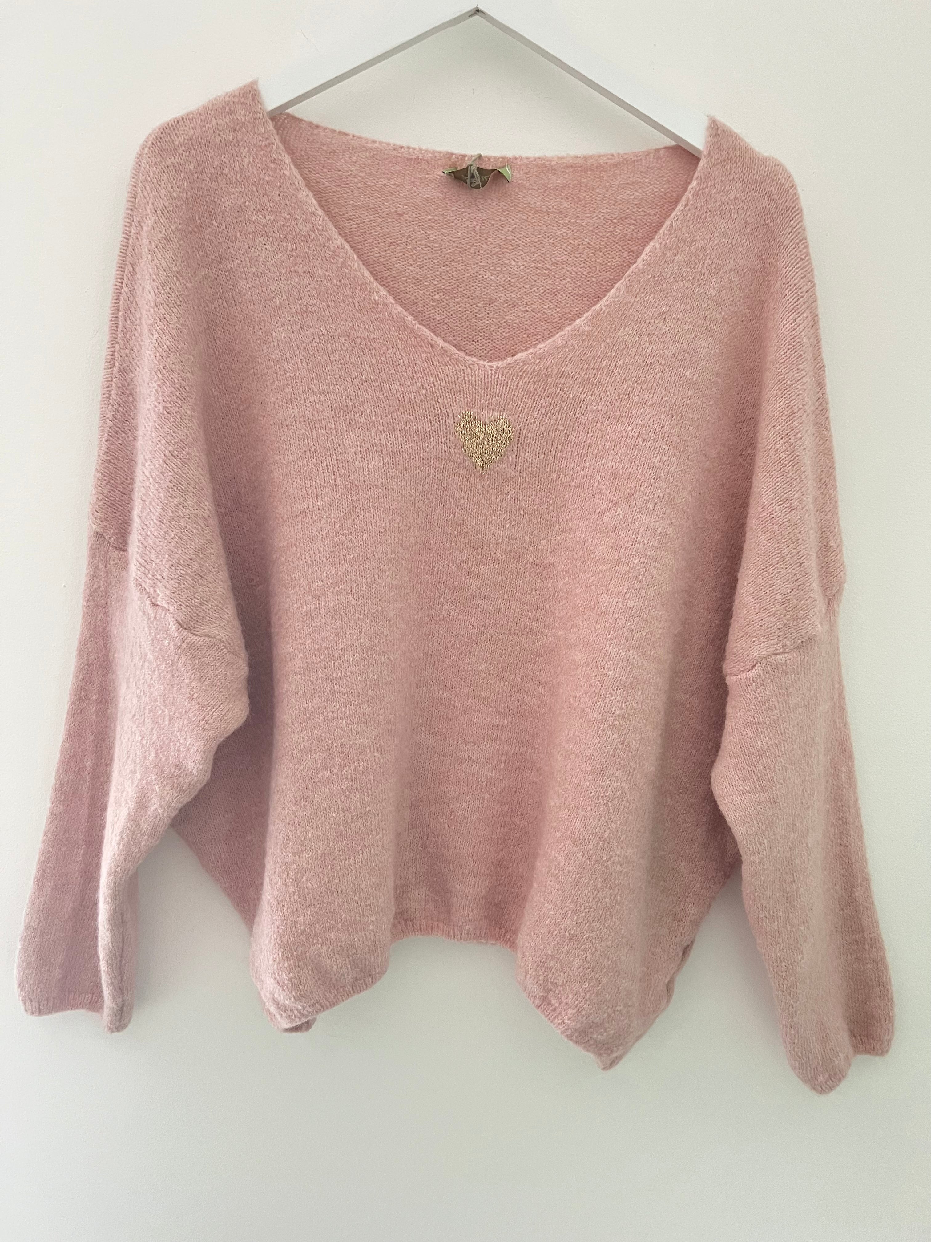 Cosy Heart Jumper in Soft Pink