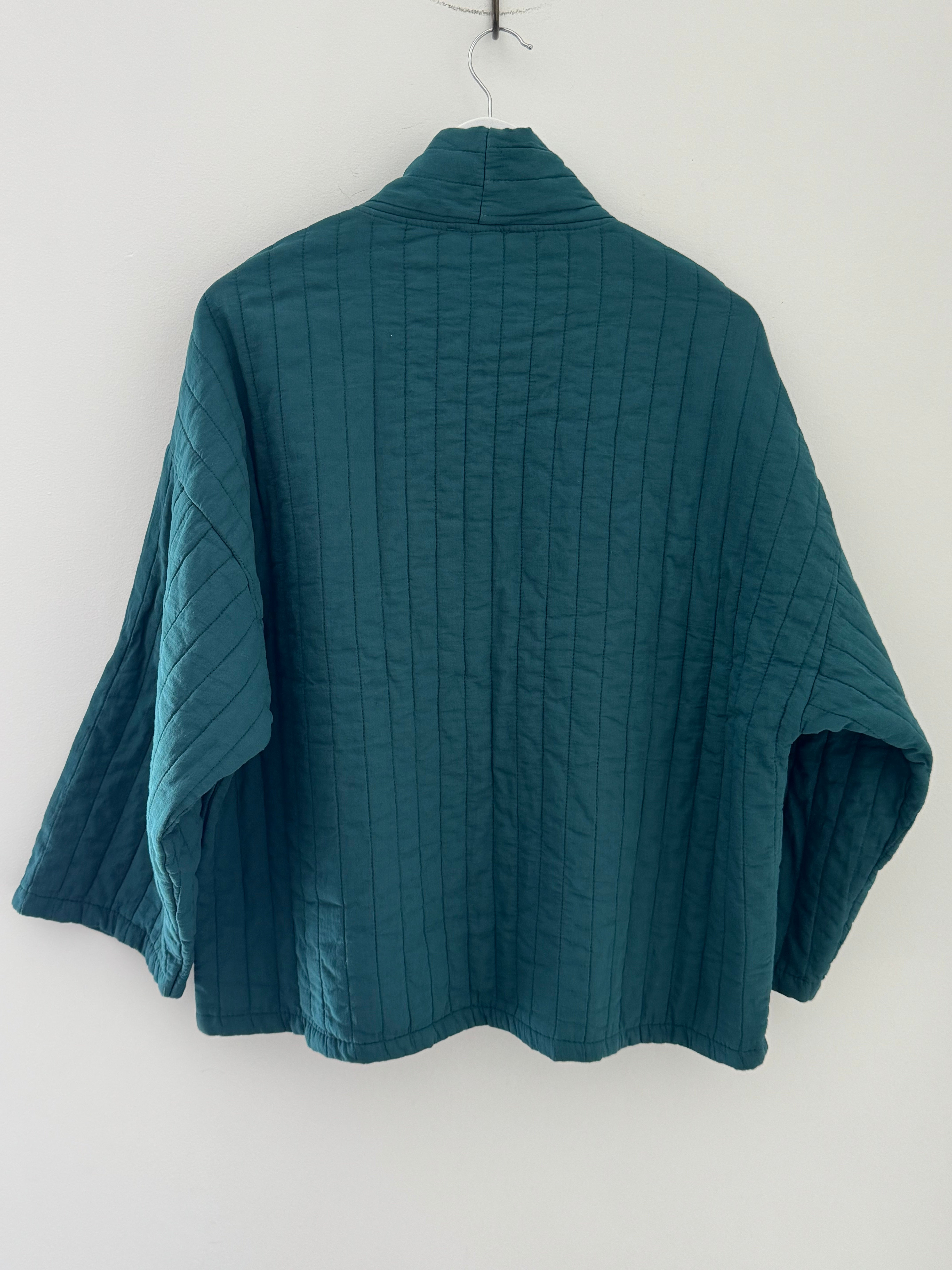 Quilted Jacket in Teal Green