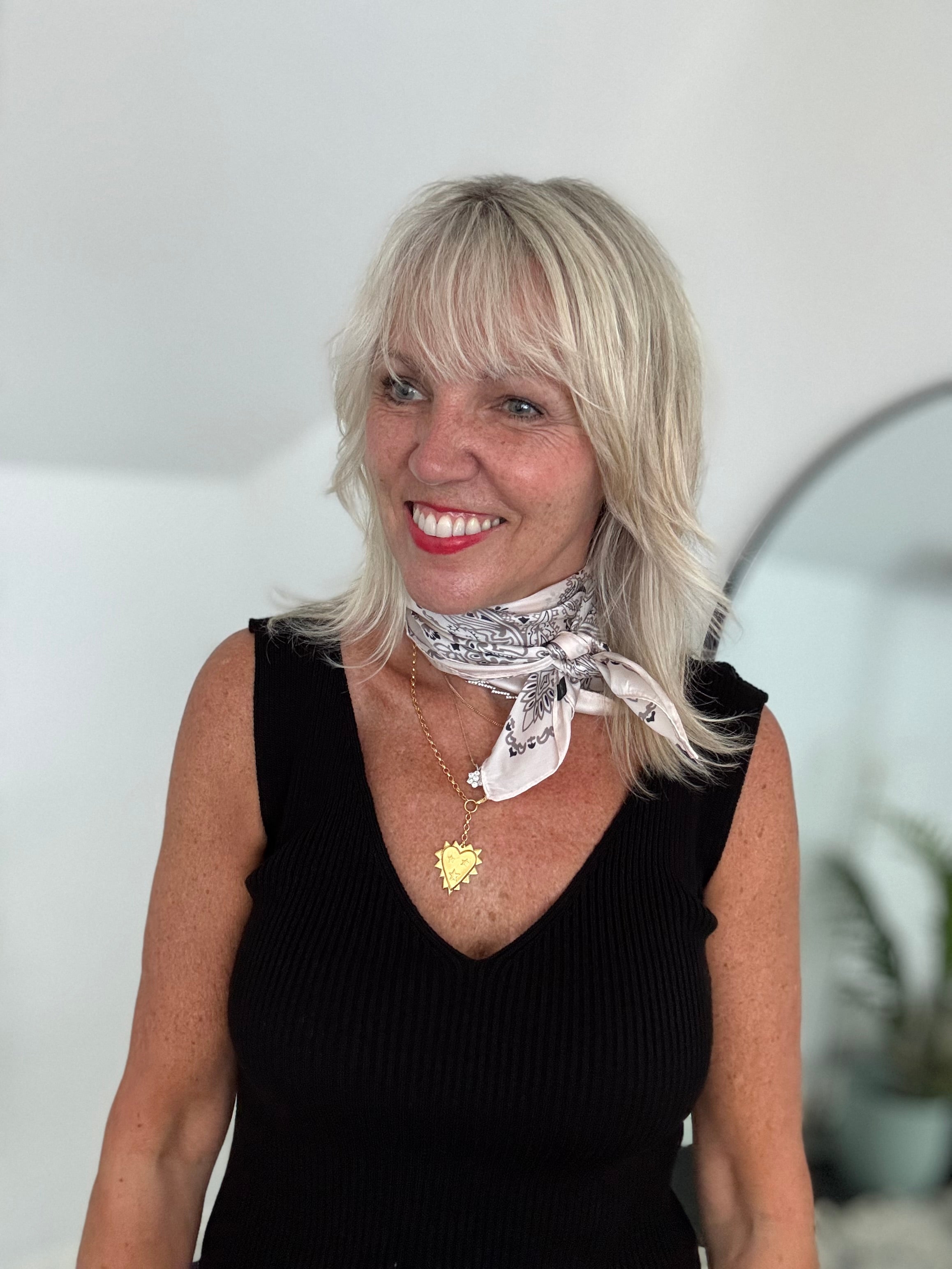 Silky Paisley Bandana Scarf in Shell Pink