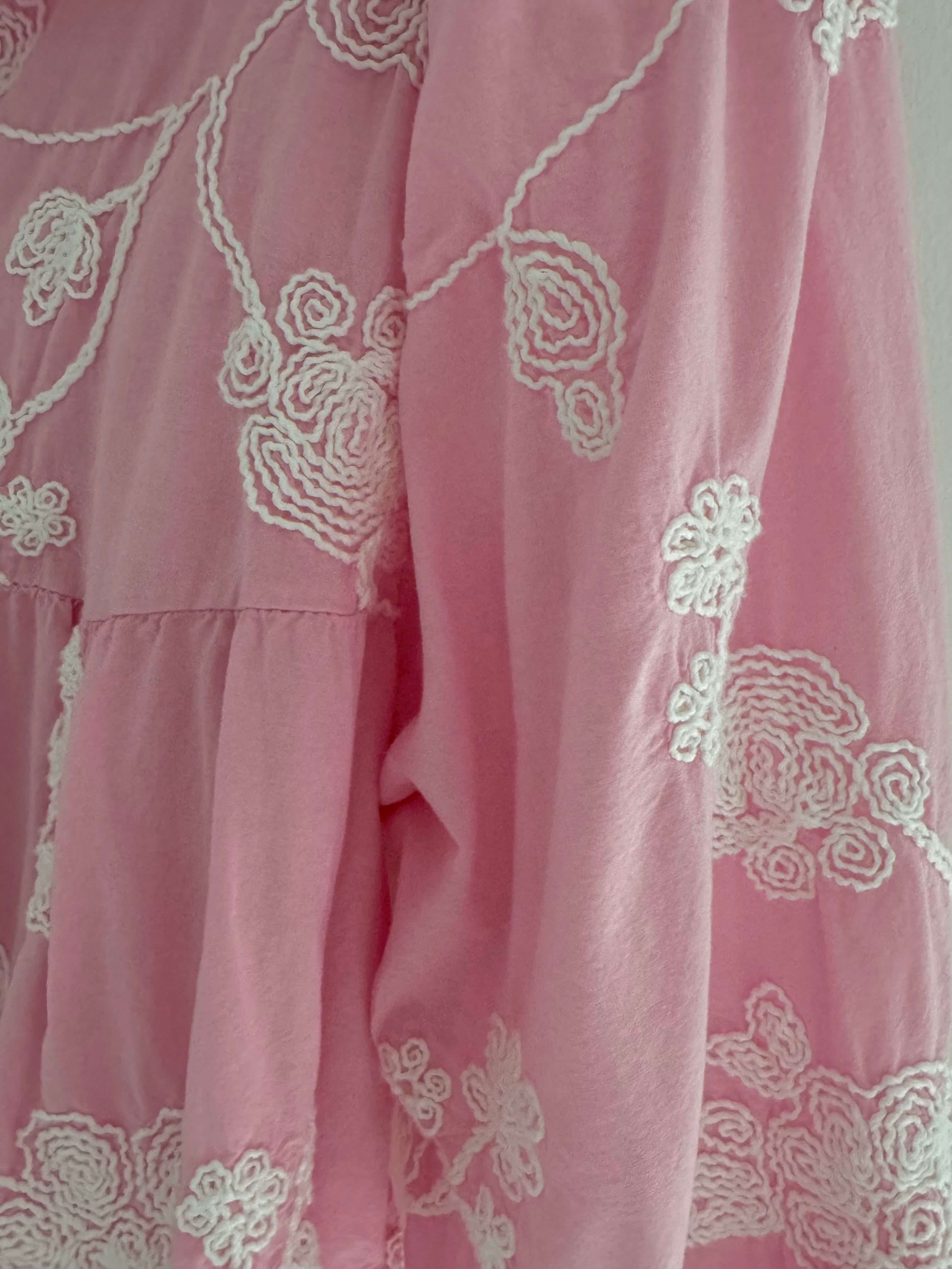 Luxe Embroidered Blouse in Pink