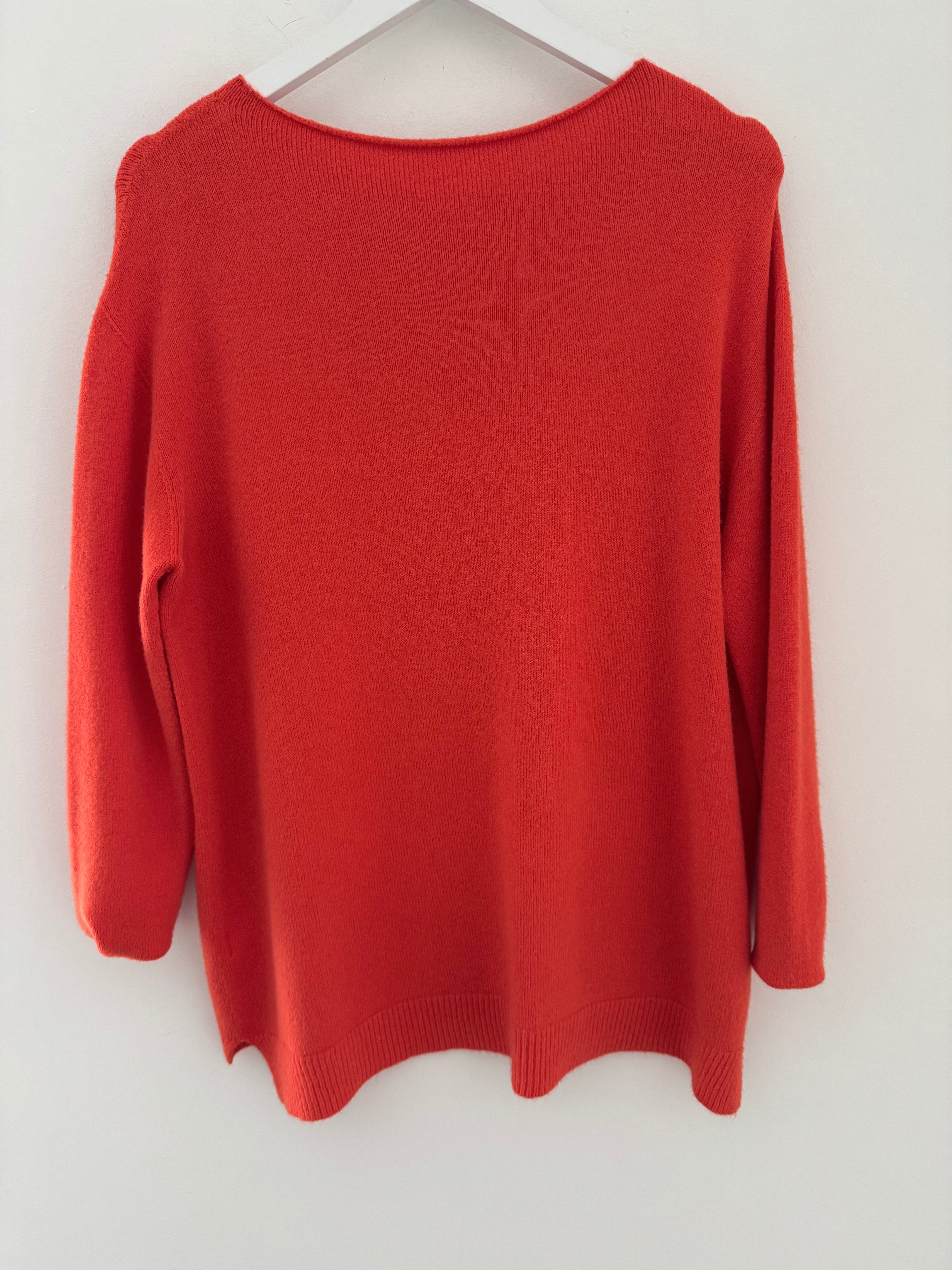 Ribbed Star Jumper in Orange/Red