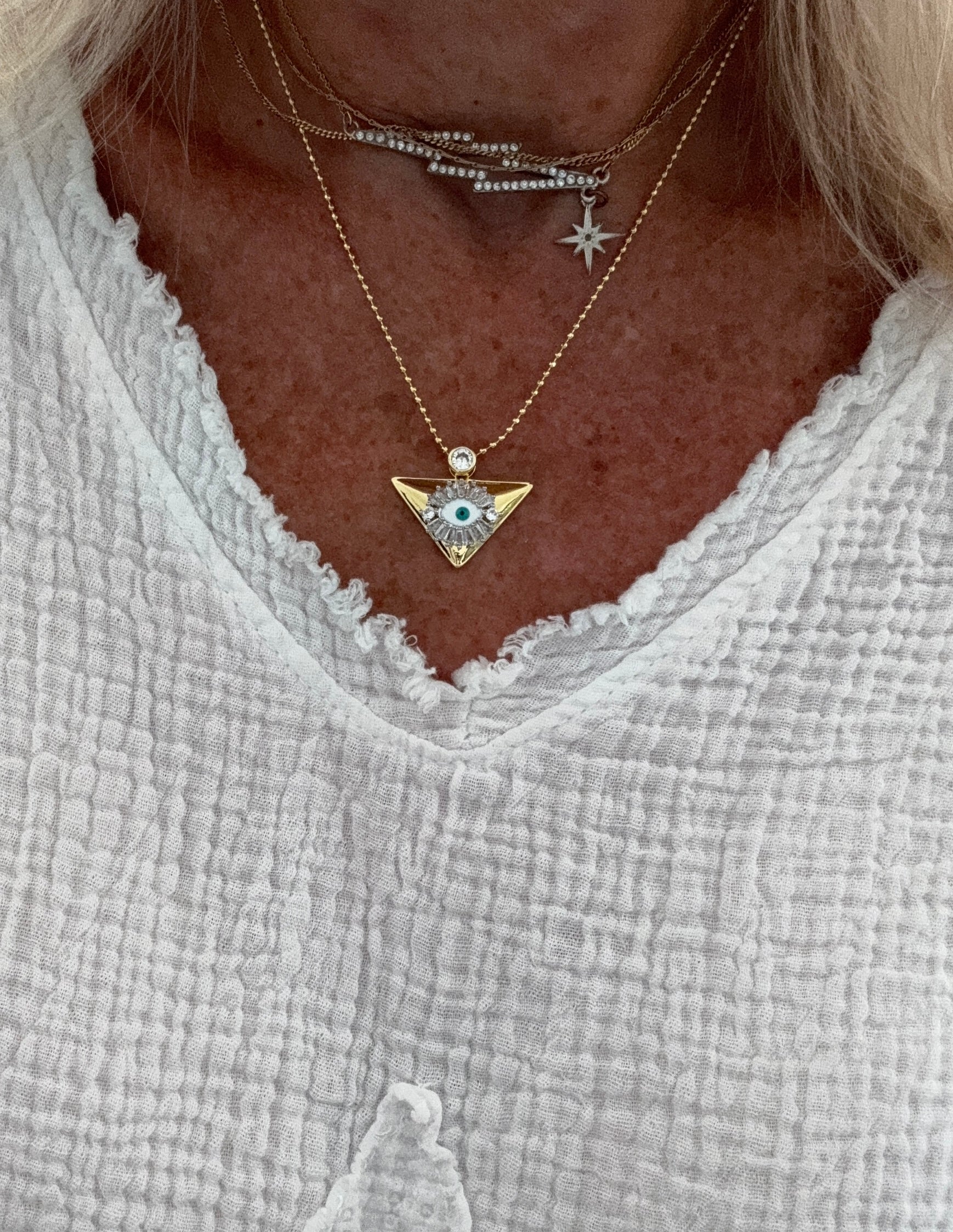 Lucky Eye Triangle Gold Necklace