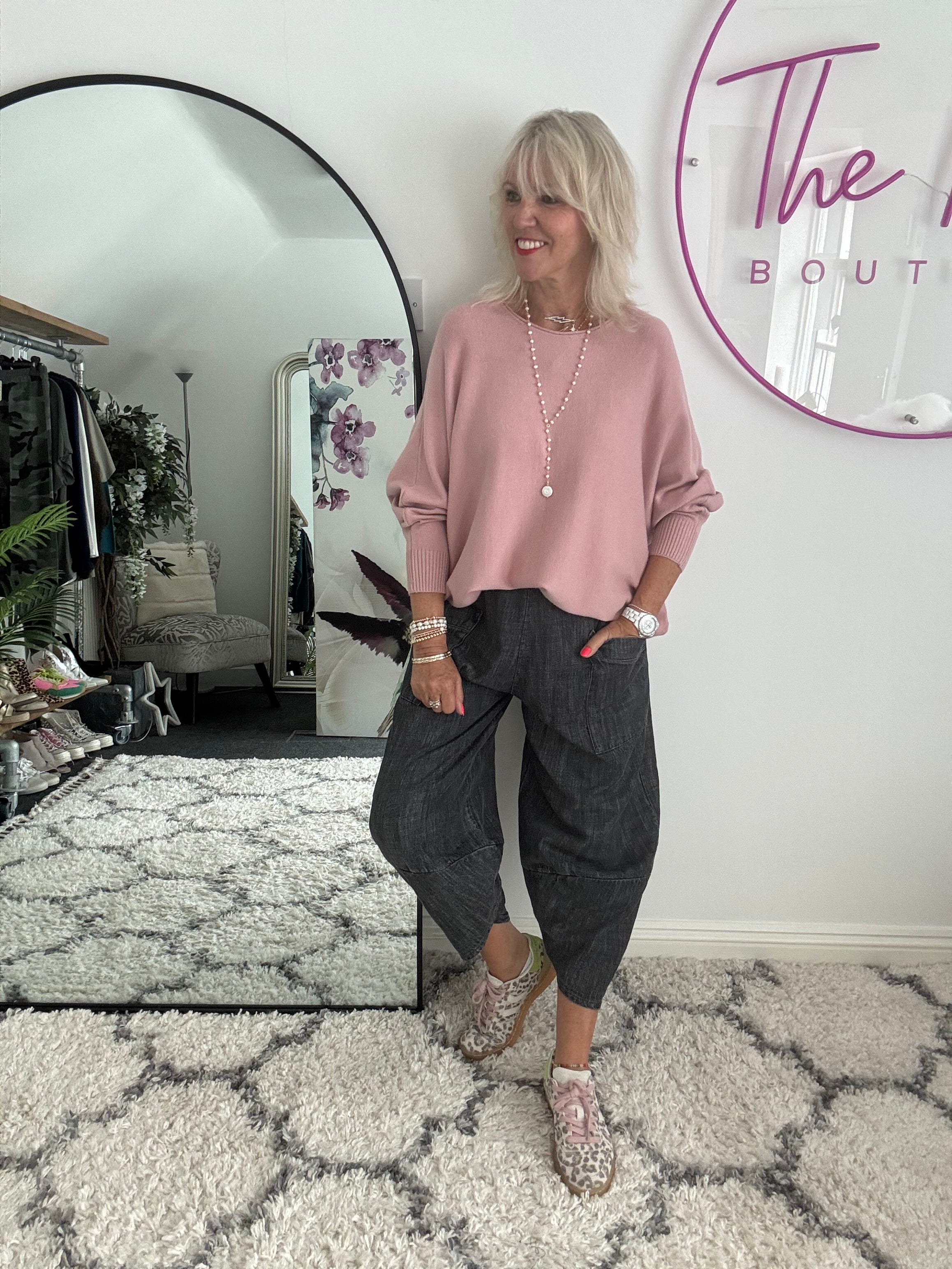 Oversized Batwing Knit in Soft Pink