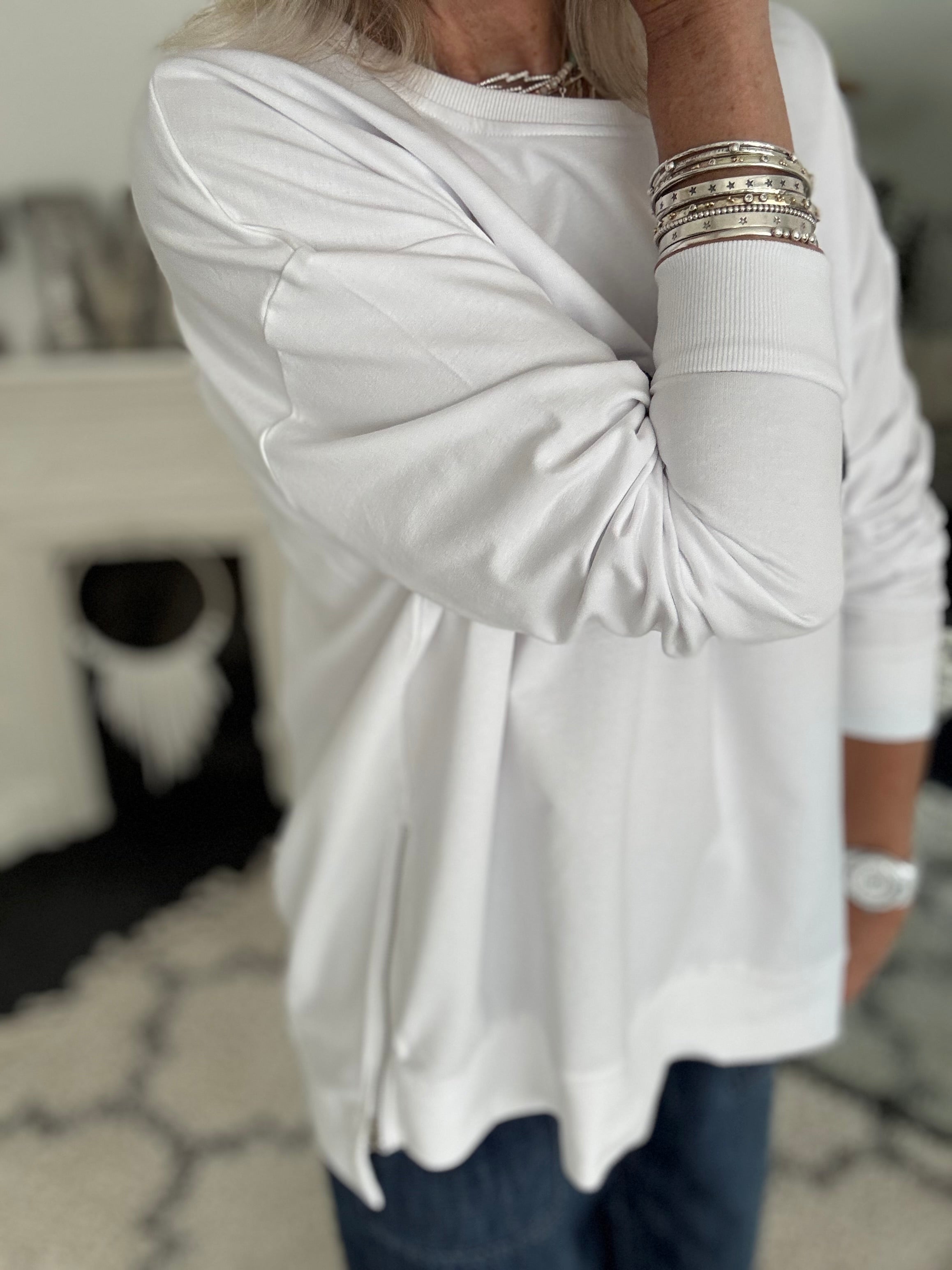 Vintage Zipped Sweatshirt in White