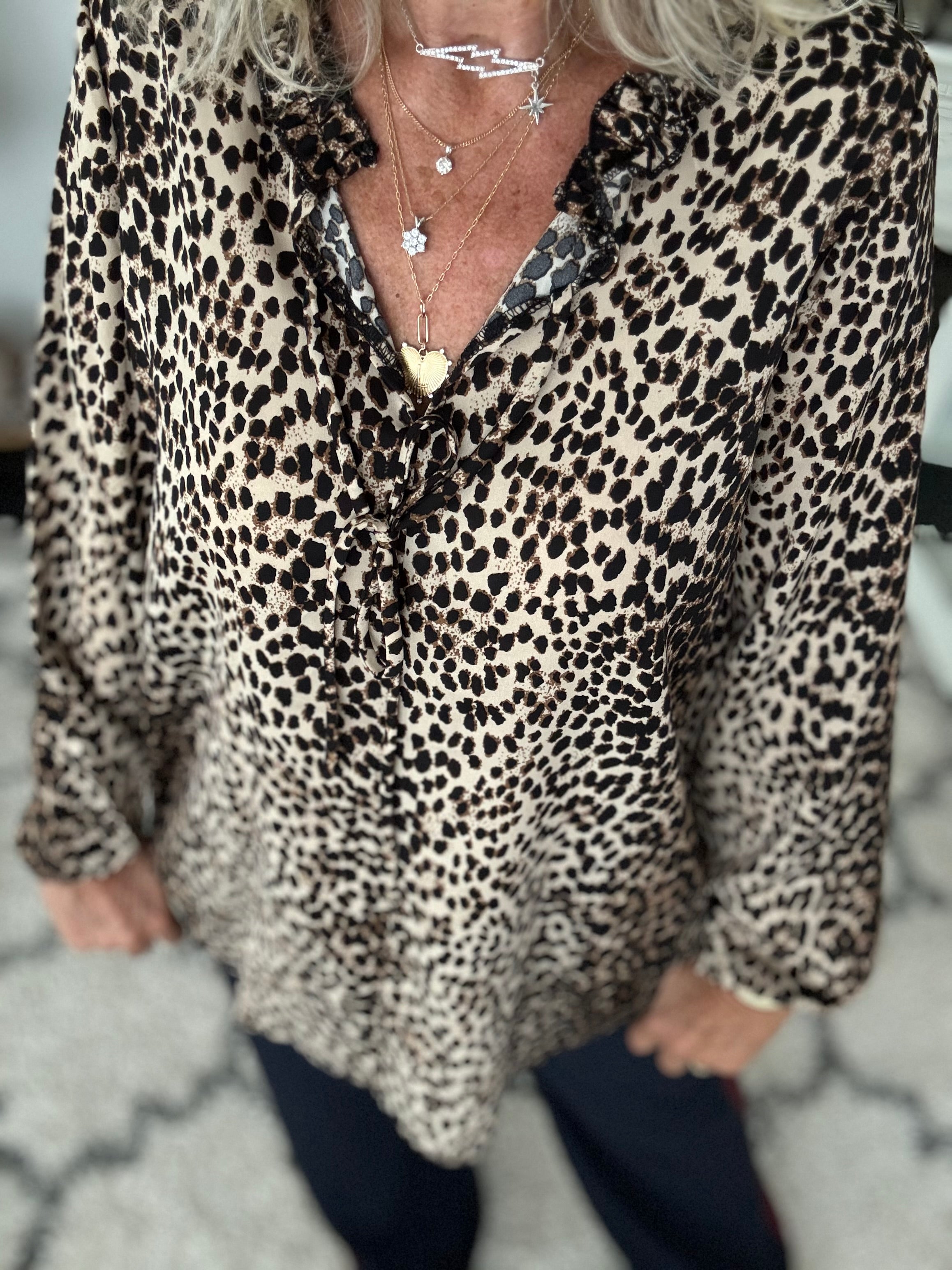 Luxe Silky Blouse in Leopard Print