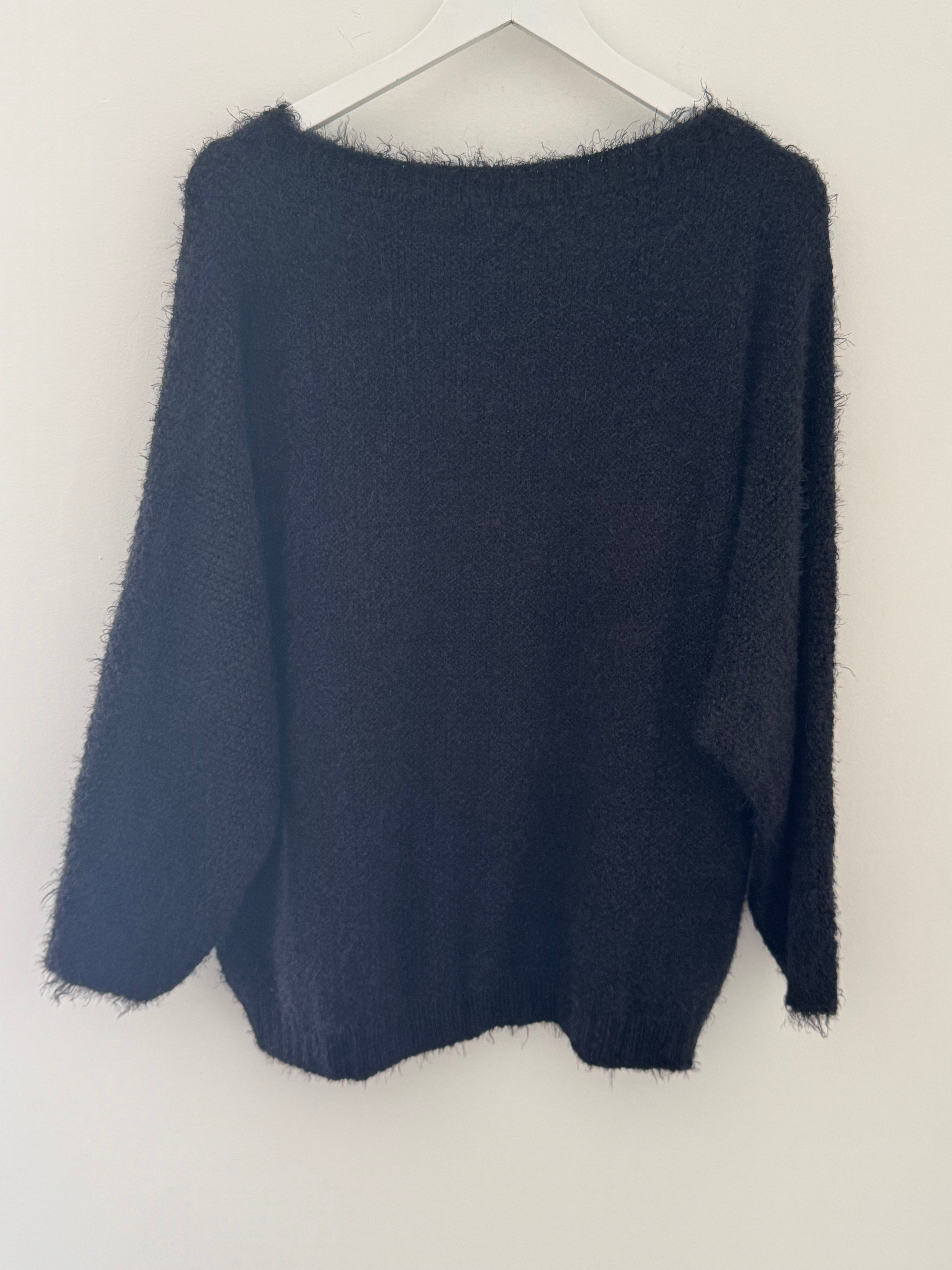 Luxe Fluffy Jumper in Black