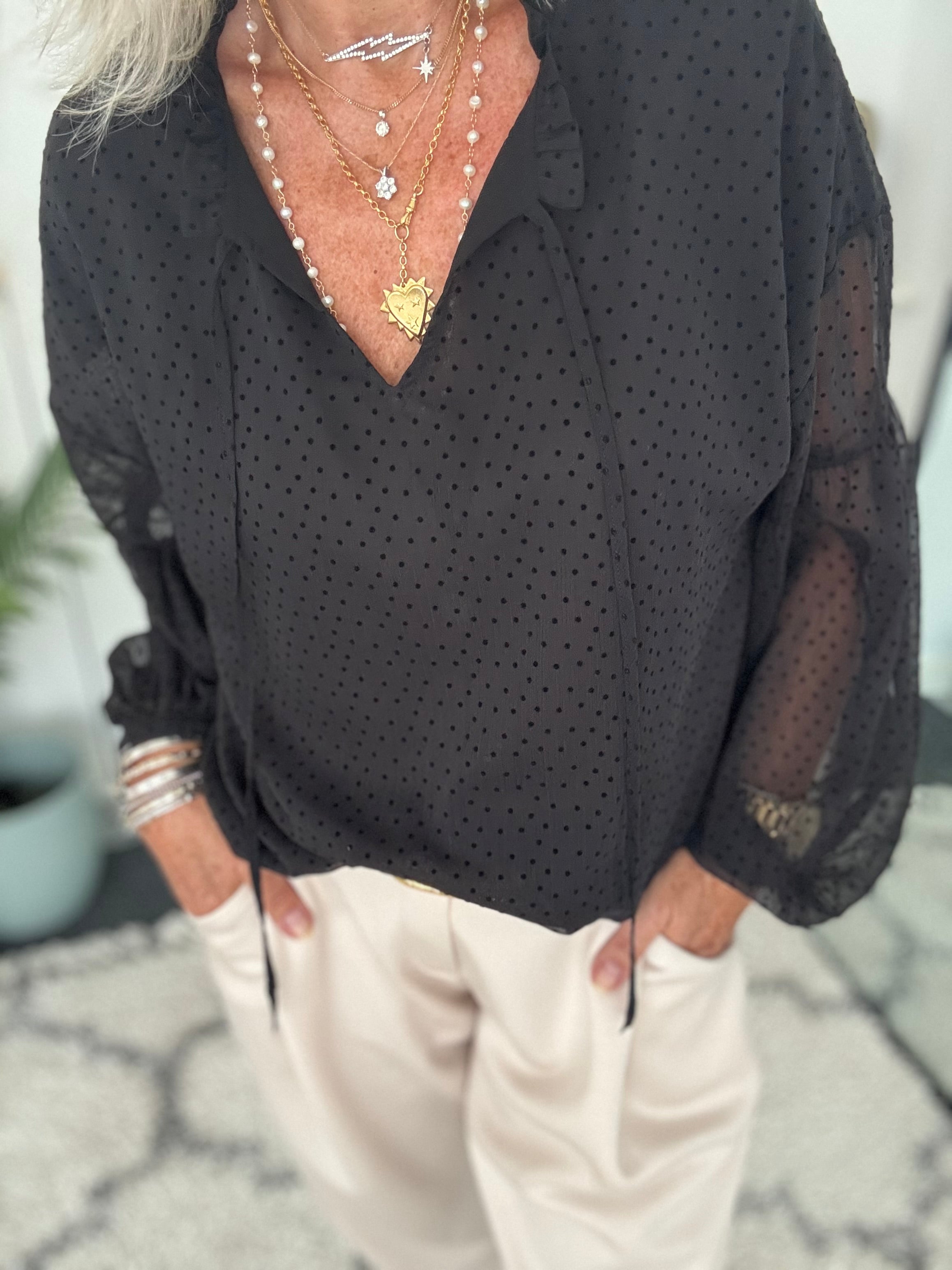 Polkadot Blouse in Black