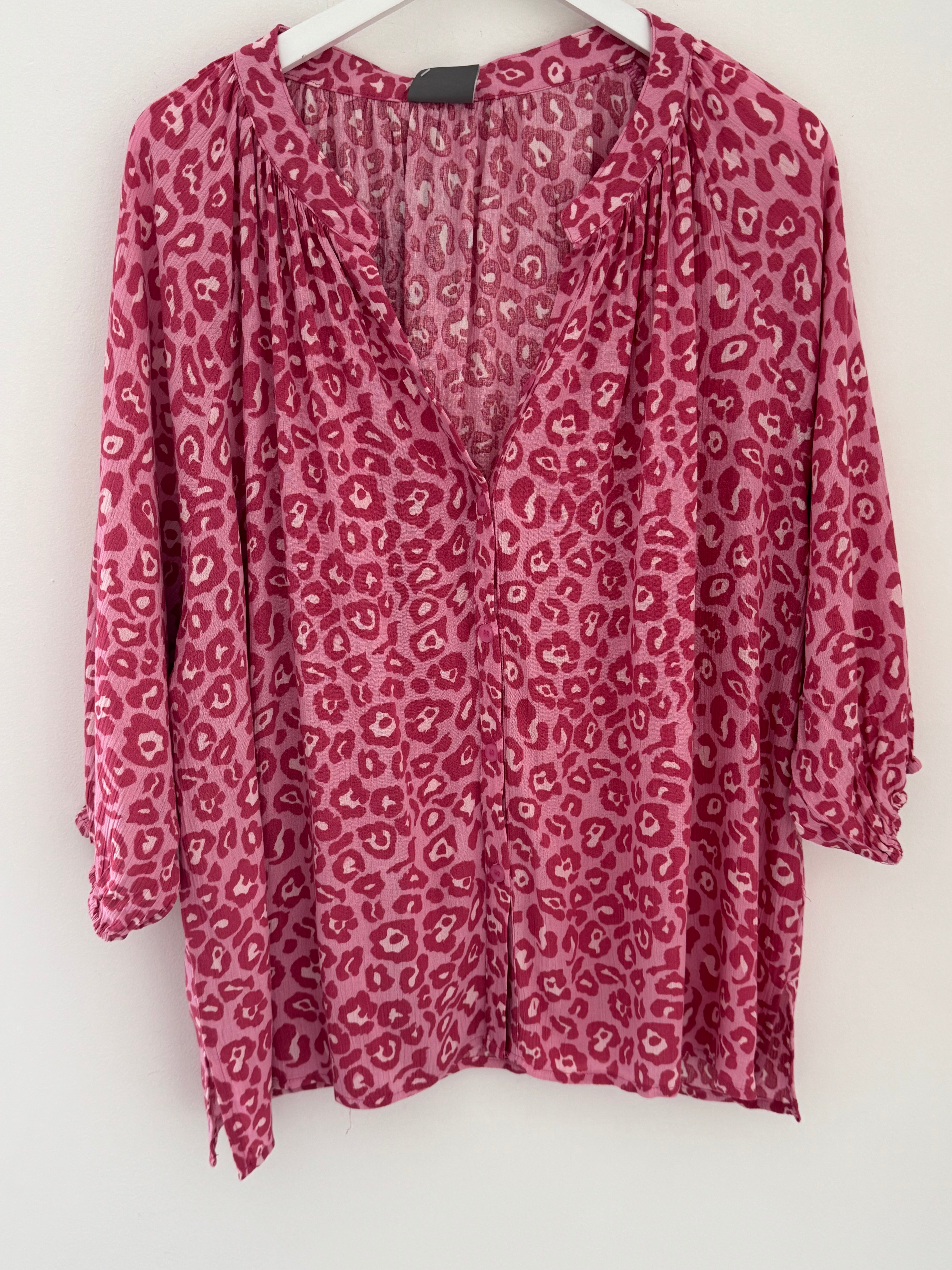 Leopard Print Blouse in Pink