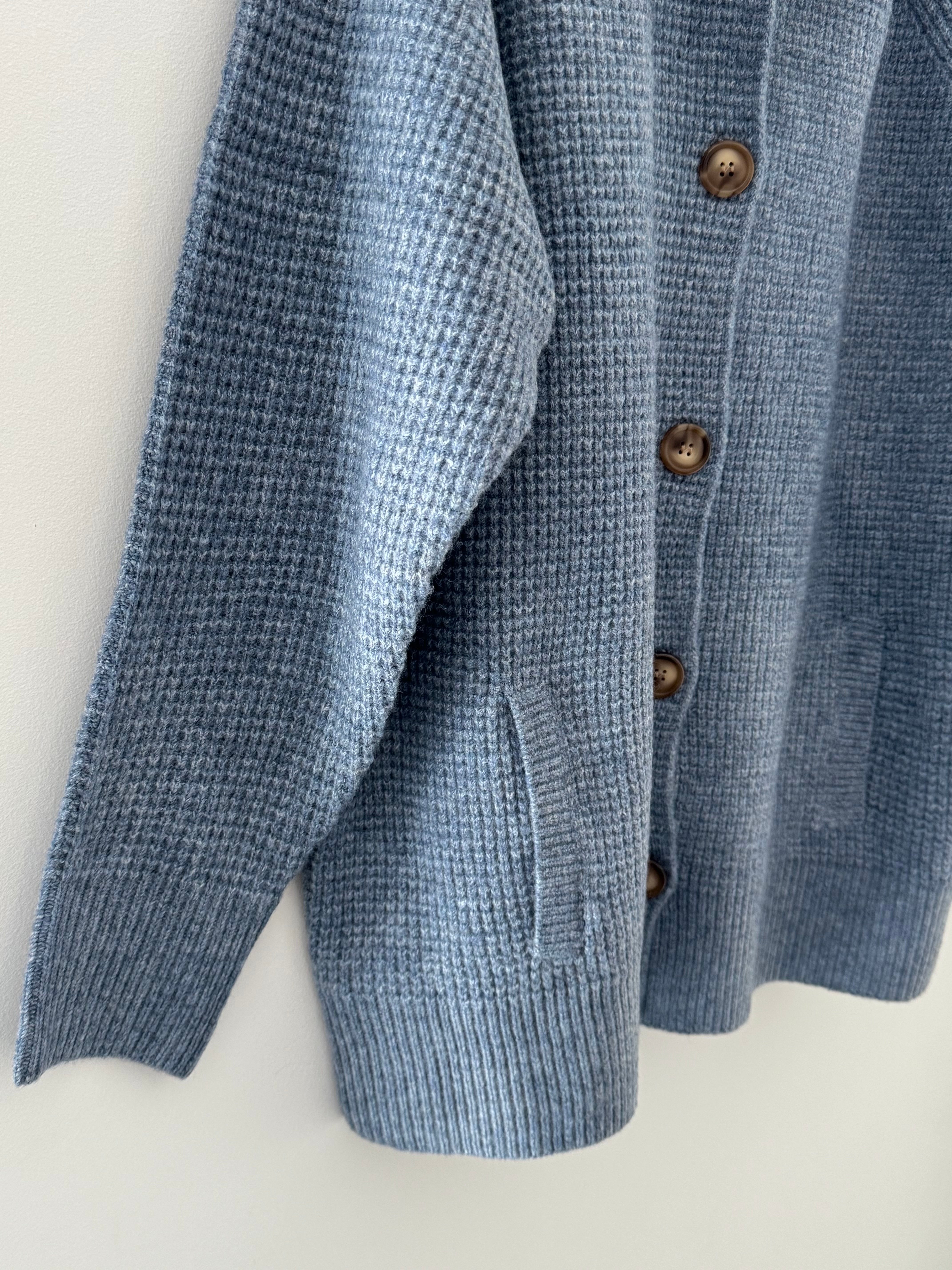 Fisherman Rib Knitted Jacket in Blue