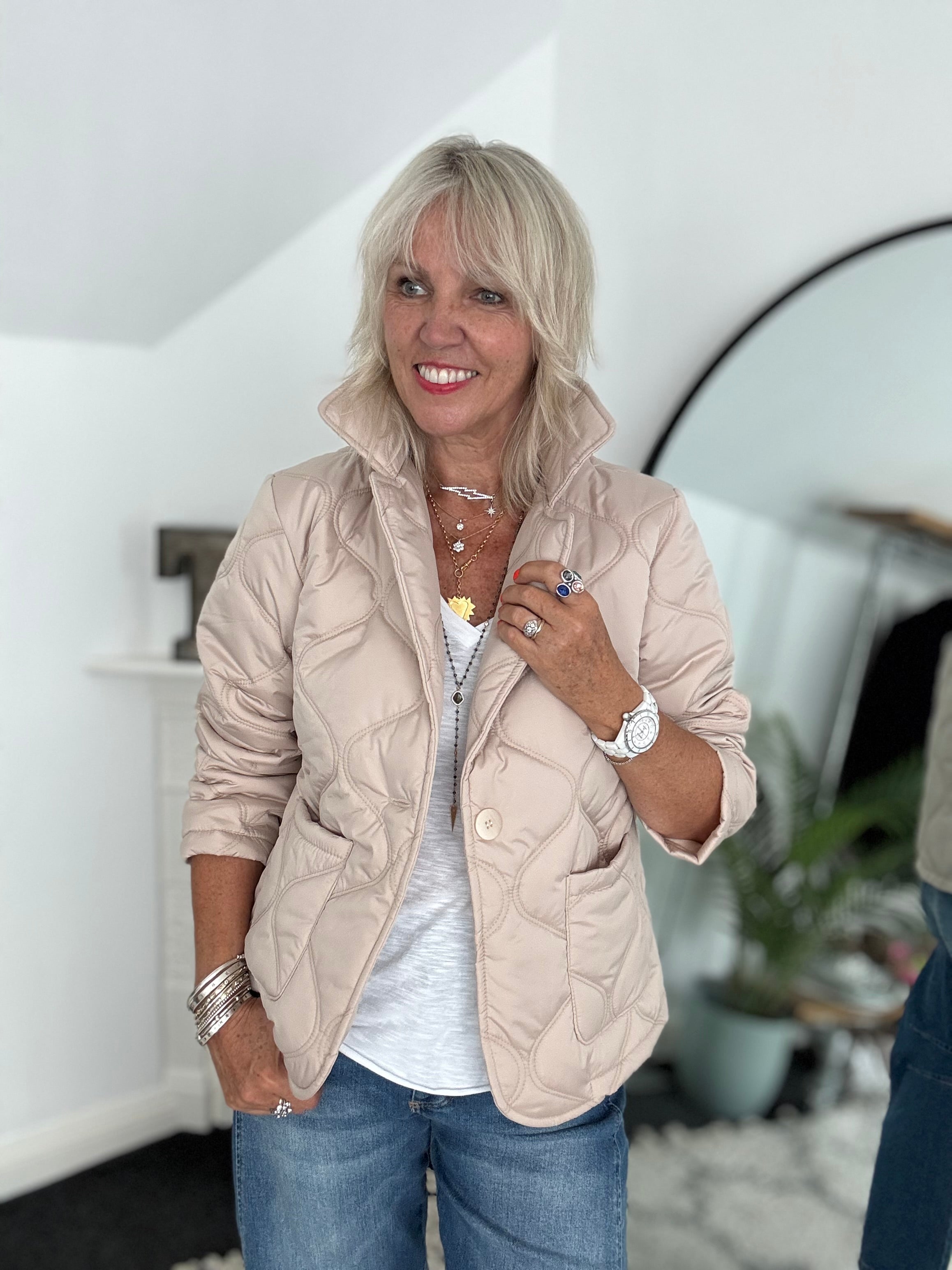 Quilted Jacket in Stone