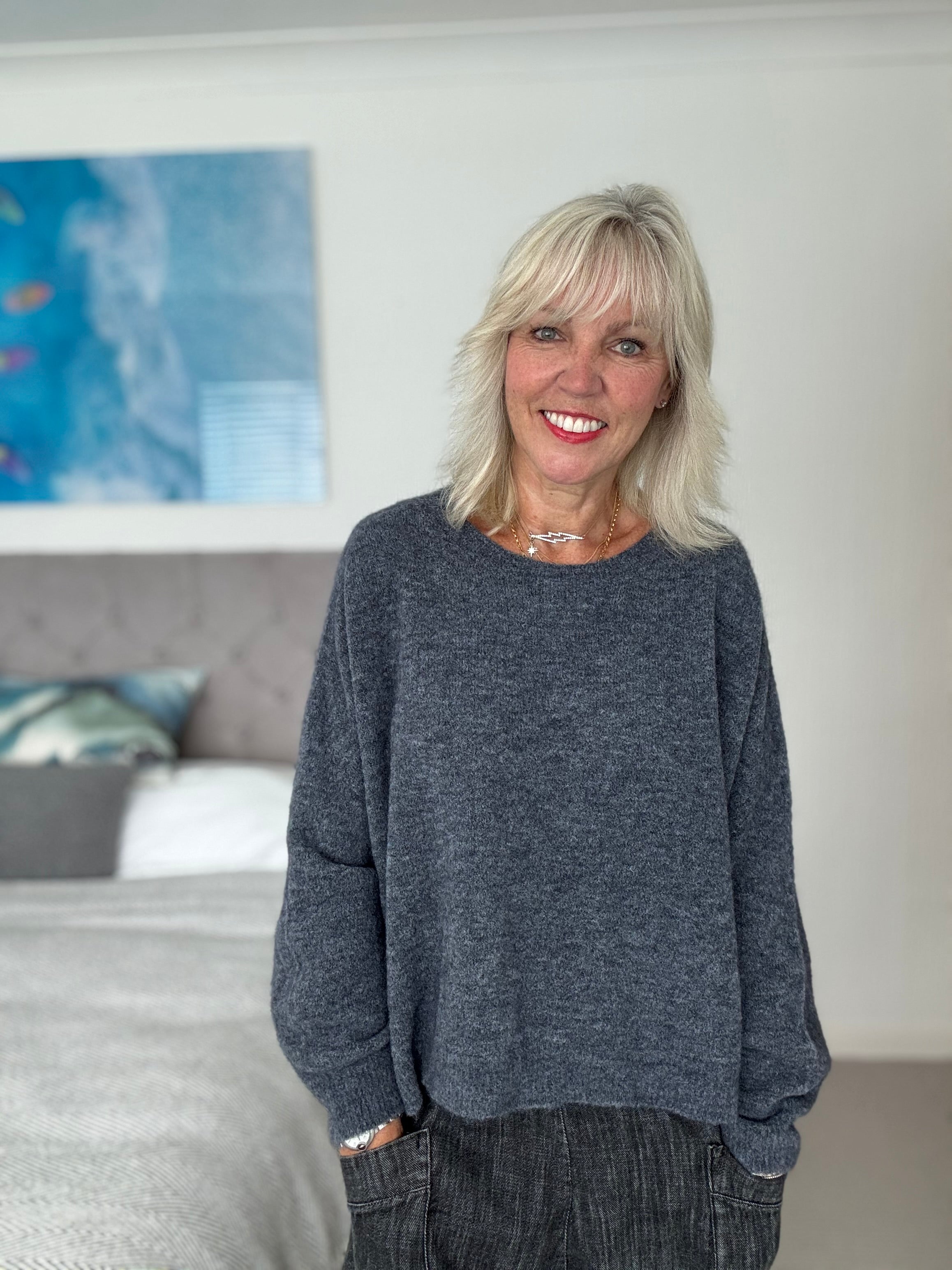 Luxe Slouchy Alpaca Jumper in Charcoal