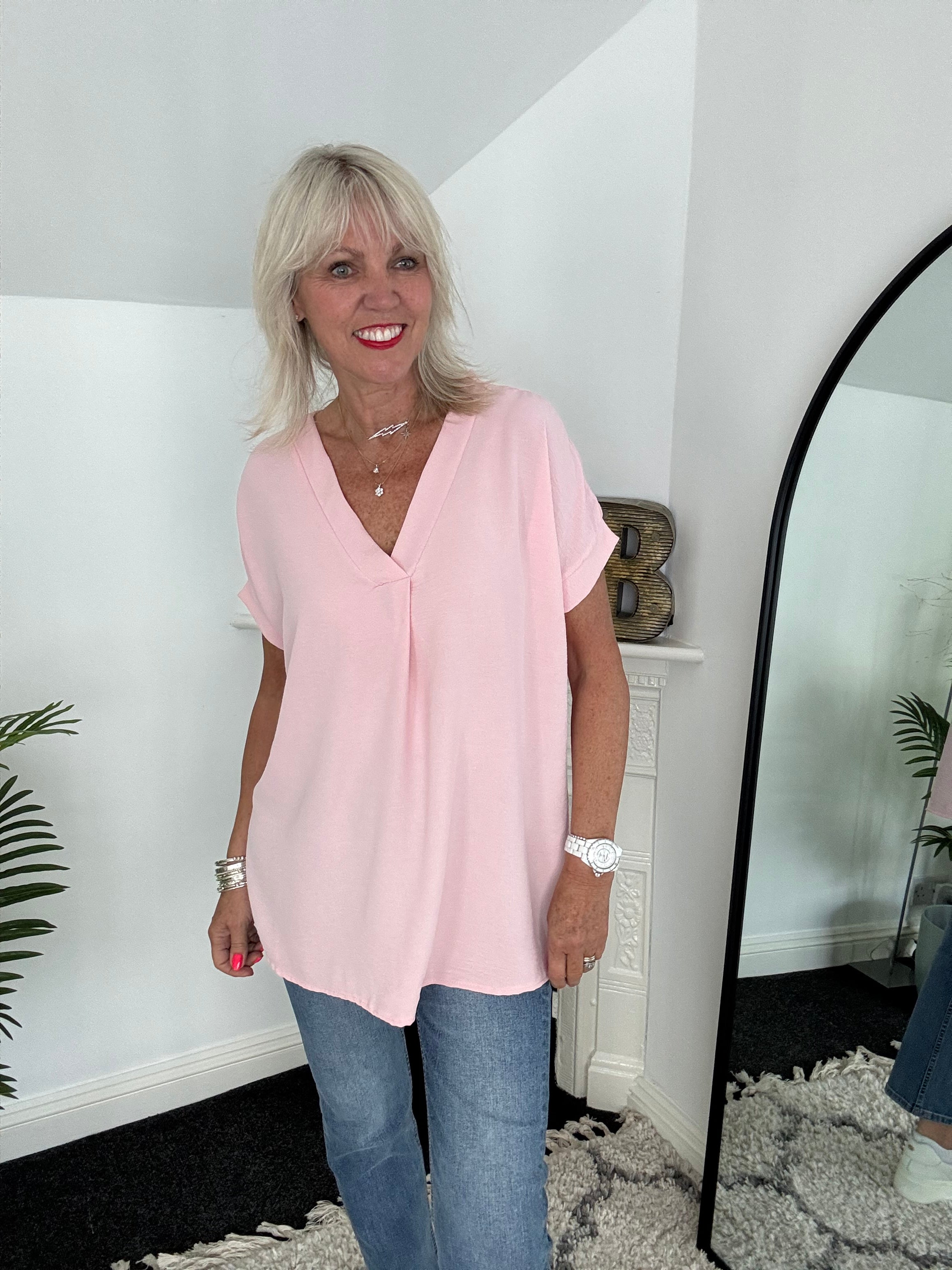 Simple Crepe Top in Blush Pink