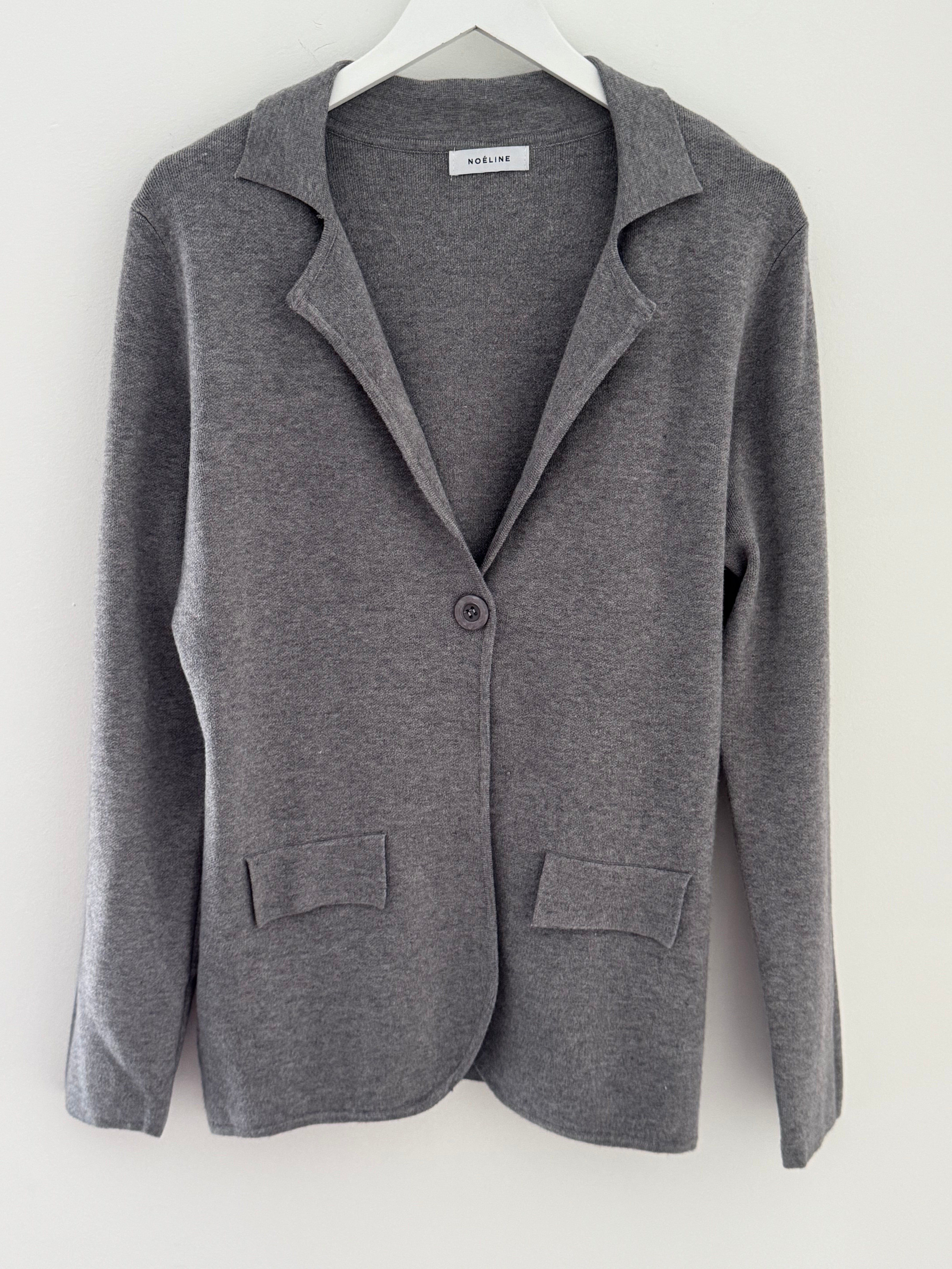 Knitted Blazer Jacket in Grey