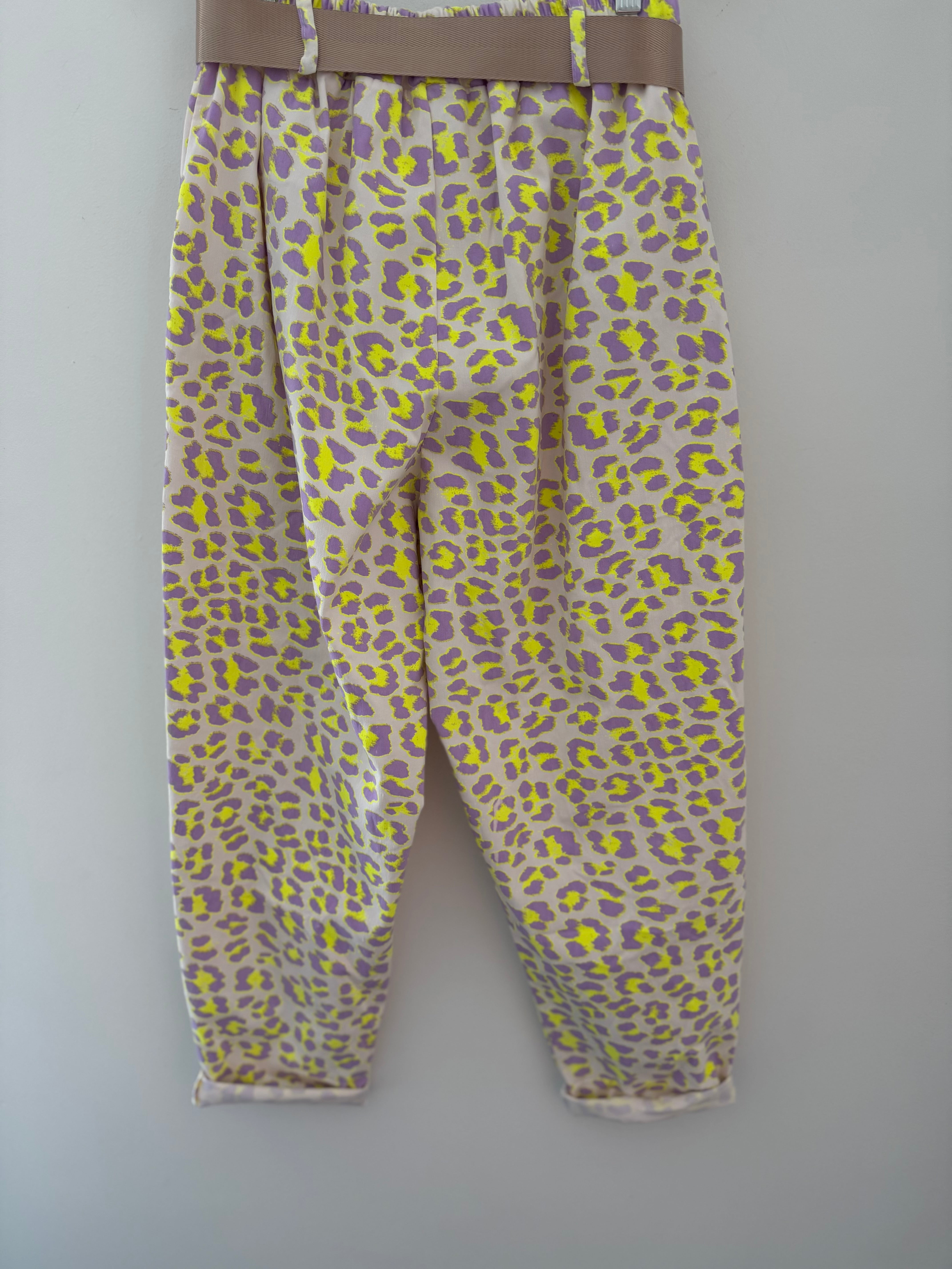 Barrel Leg Super Stretch Joggers in Lilac & Citrus Leopard