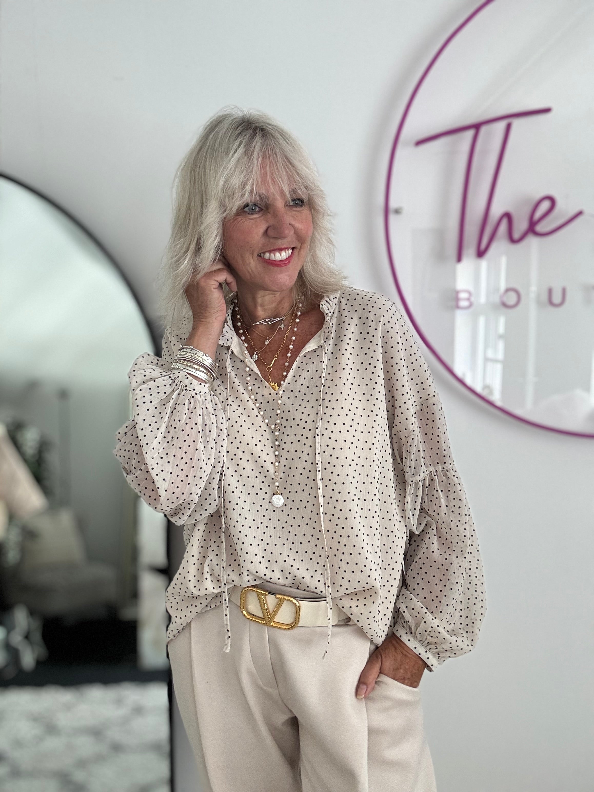 Polkadot Blouse in Ecru