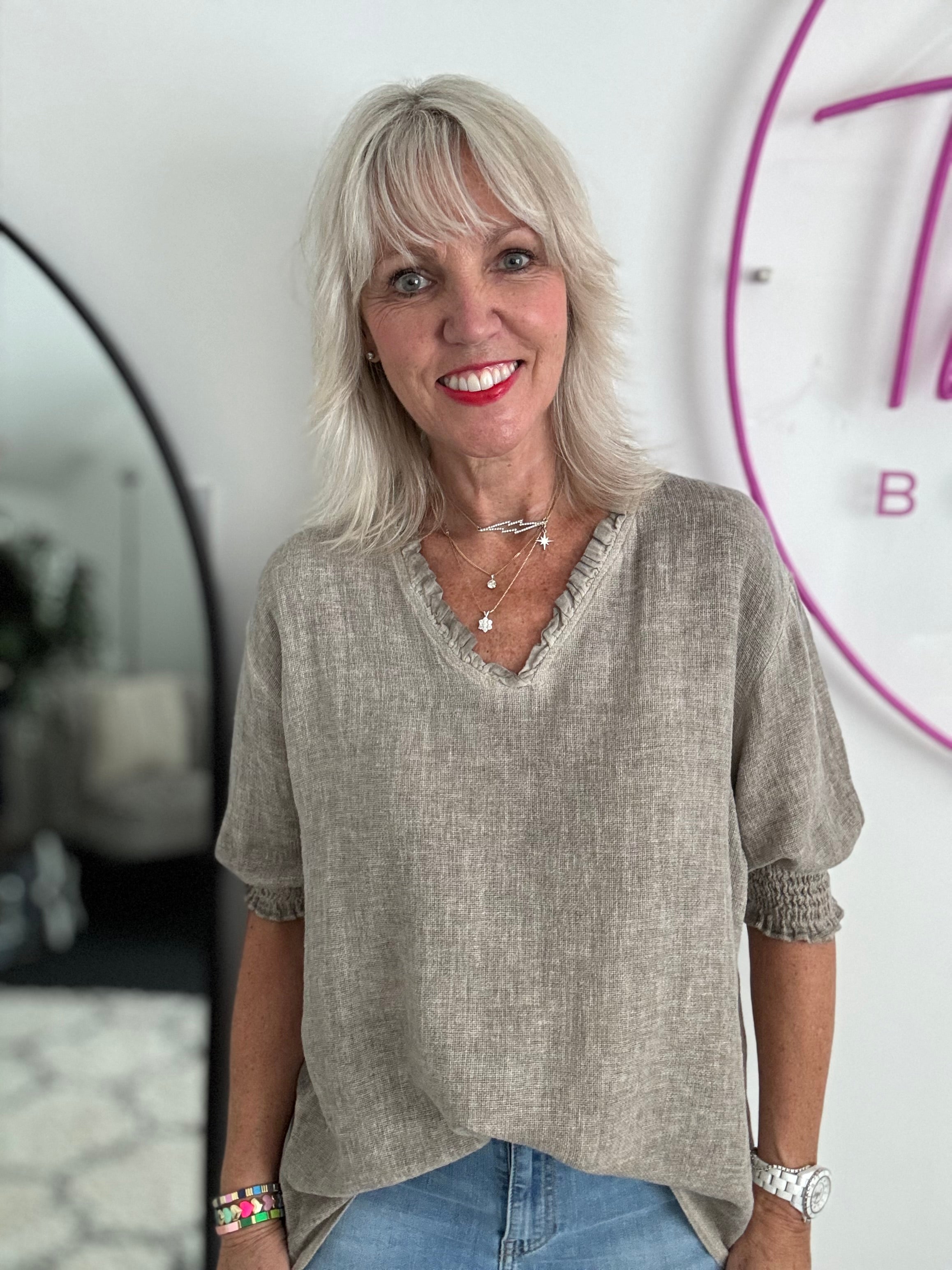 Linen & Cotton Top in Mocha