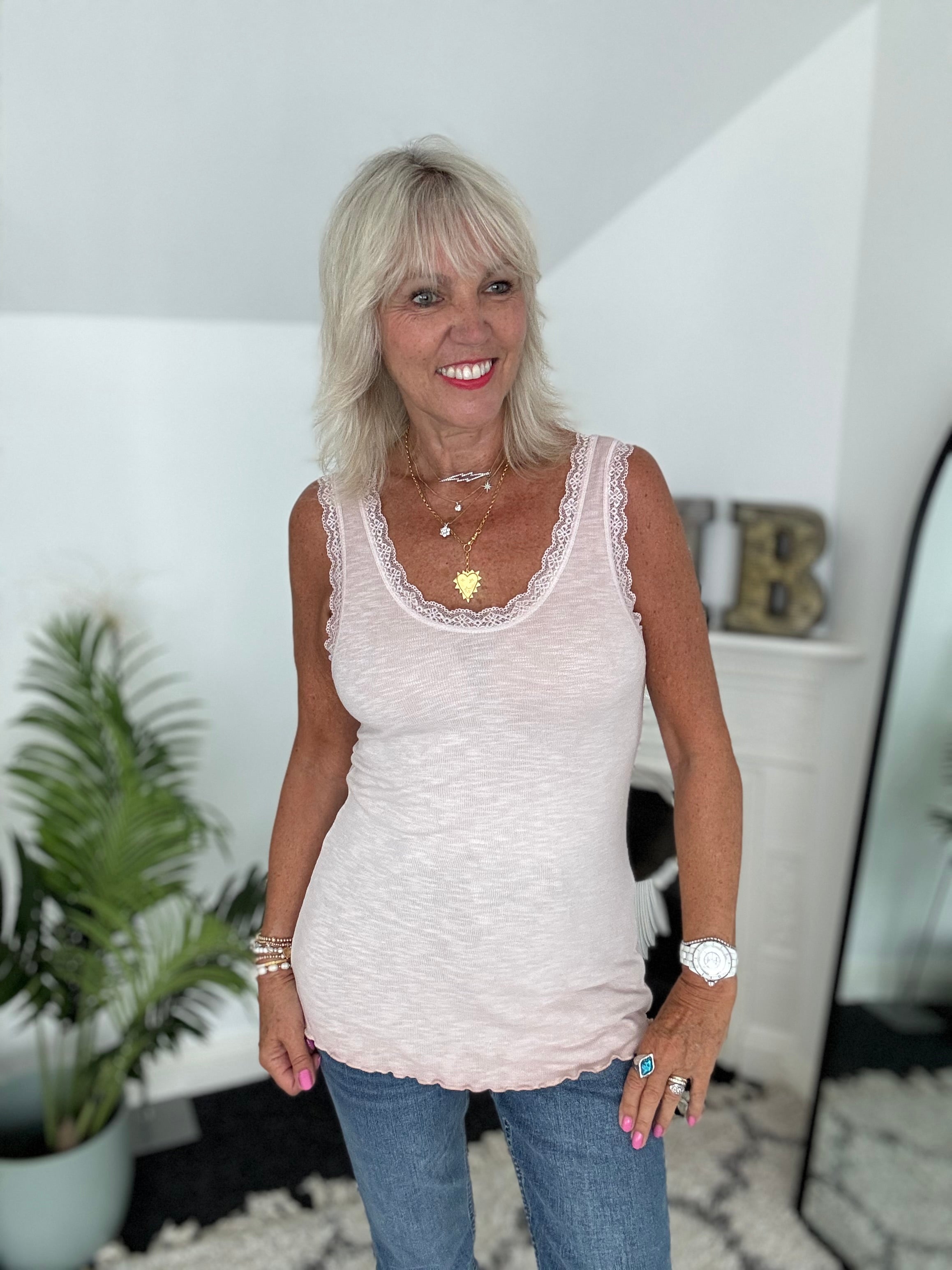 Luxe Ribbed Vest in Soft Pink