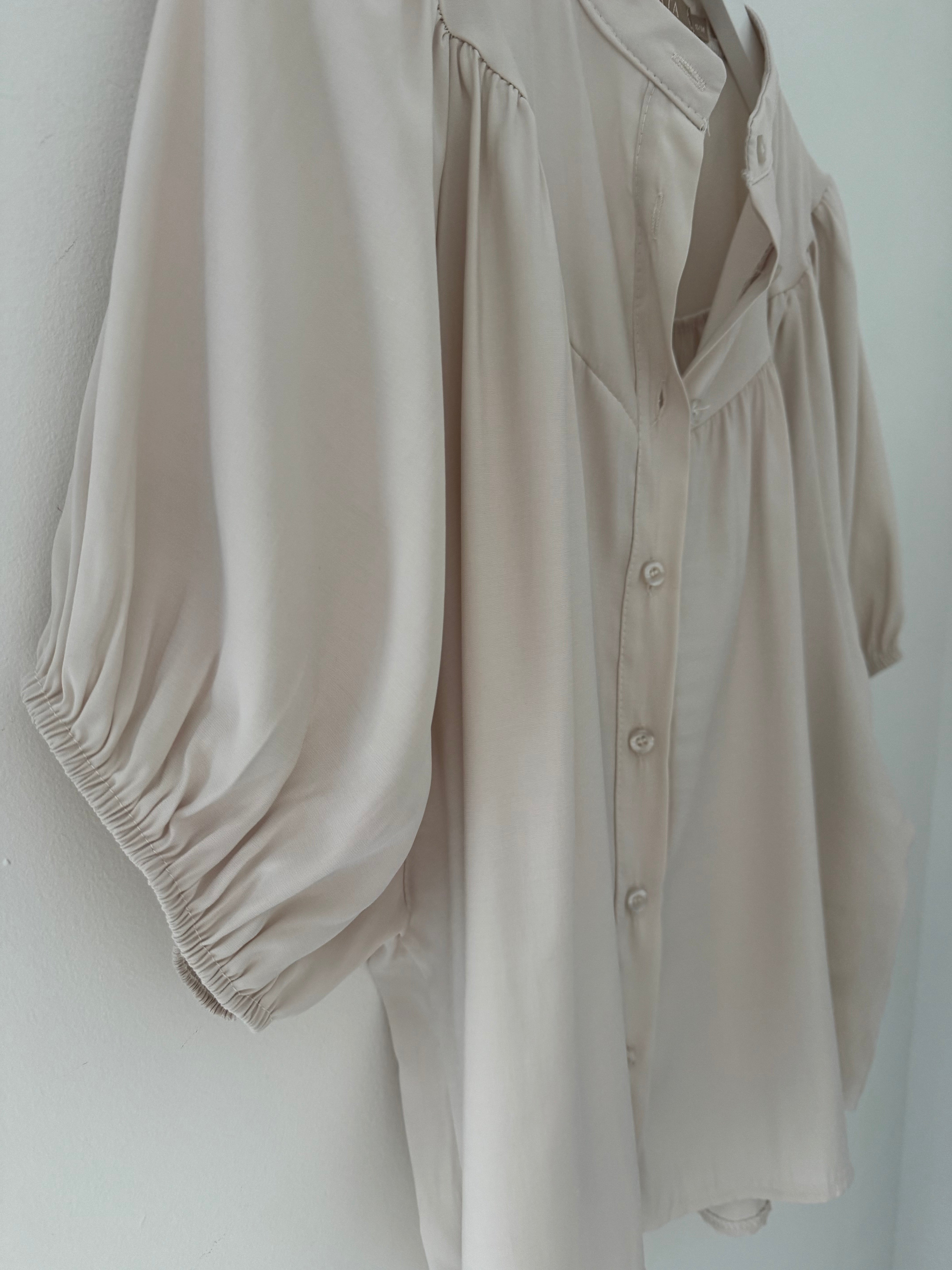 Luxe Gathered Yoke Blouse in Ecru