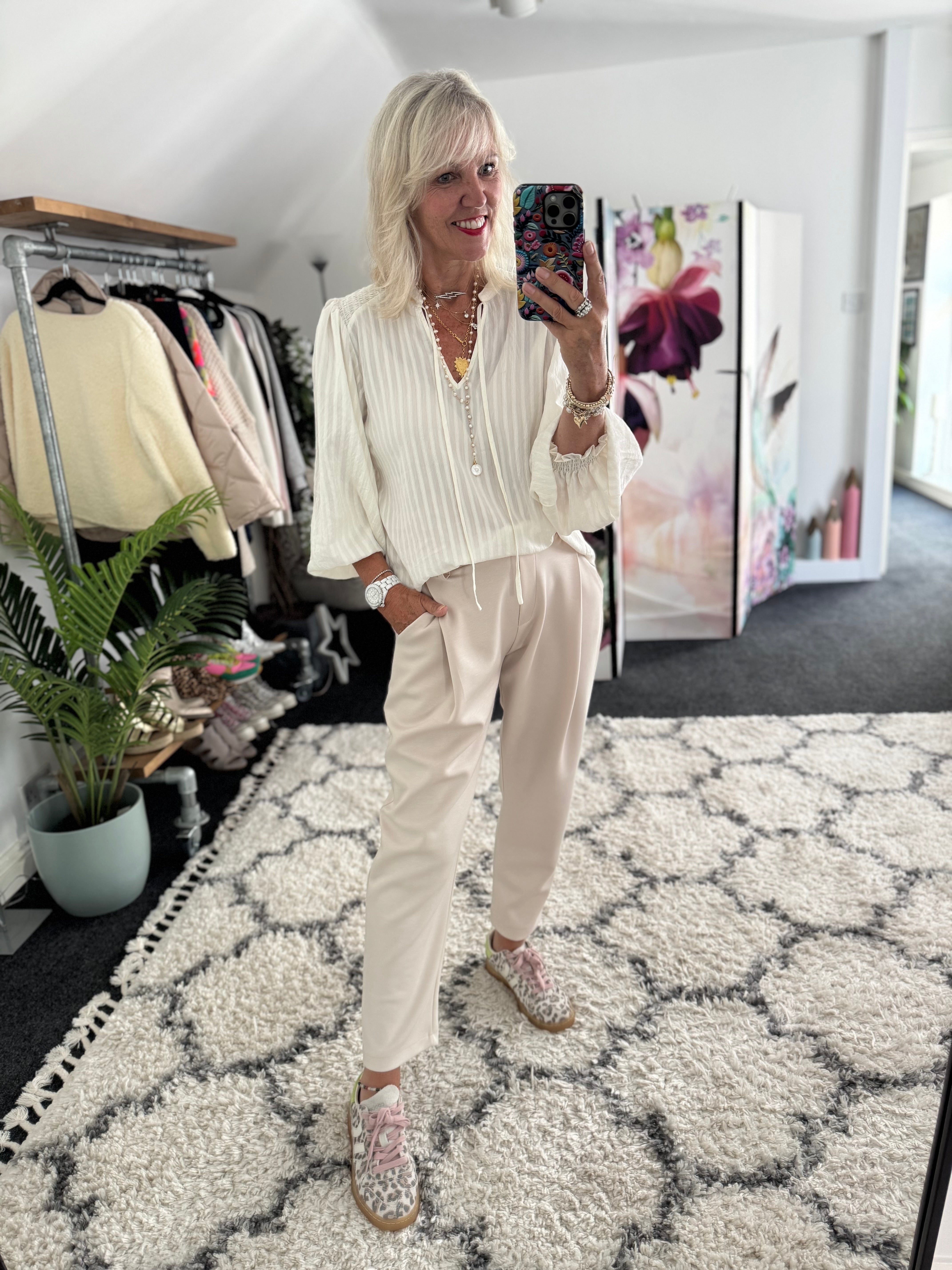 Luxe Stretch Trousers in Ecru