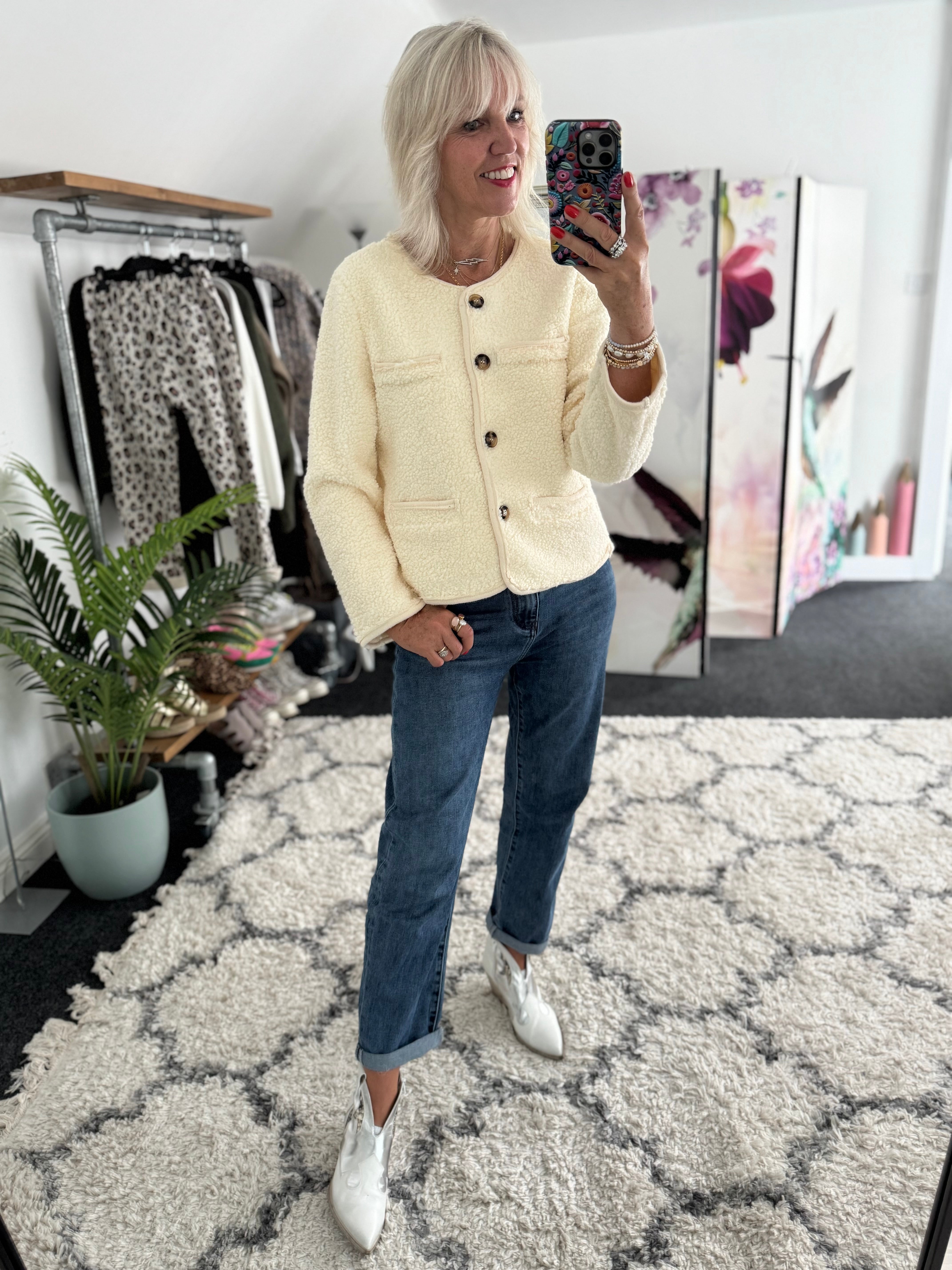 Soft Teddy Jacket in Vanilla