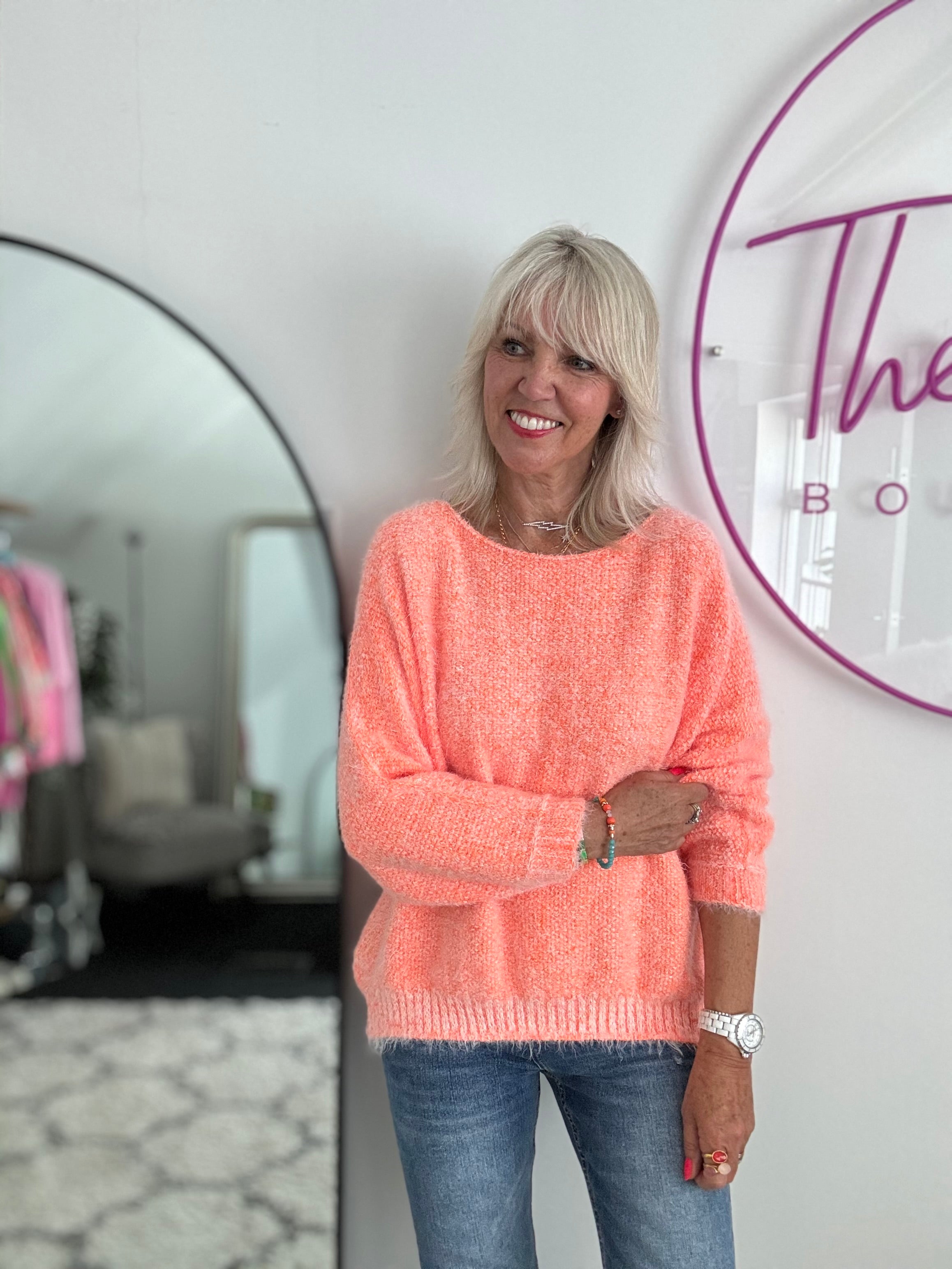 Luxe Fluffy Jumper in Orange Sherbert