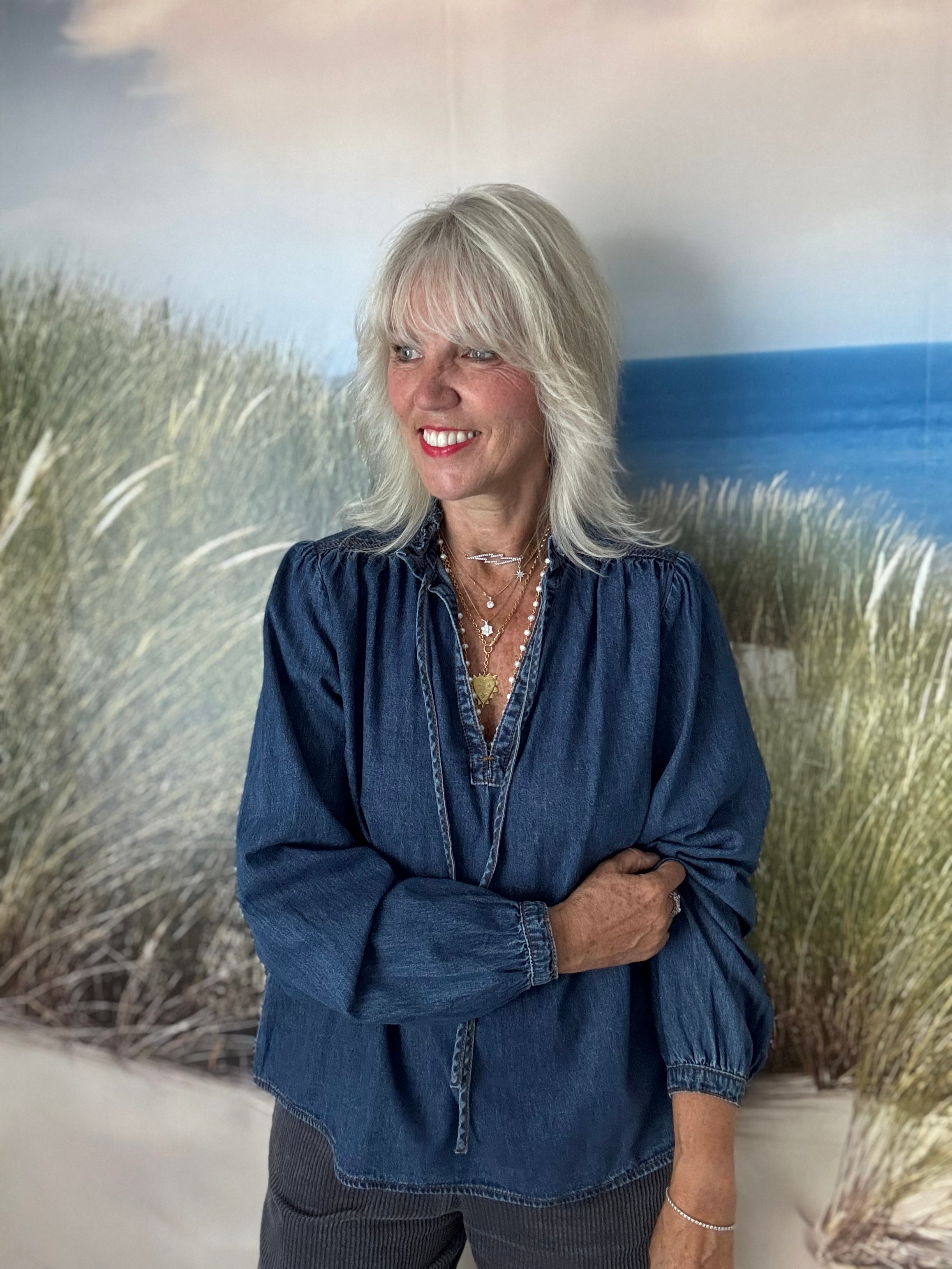 Luxe Denim Blouse