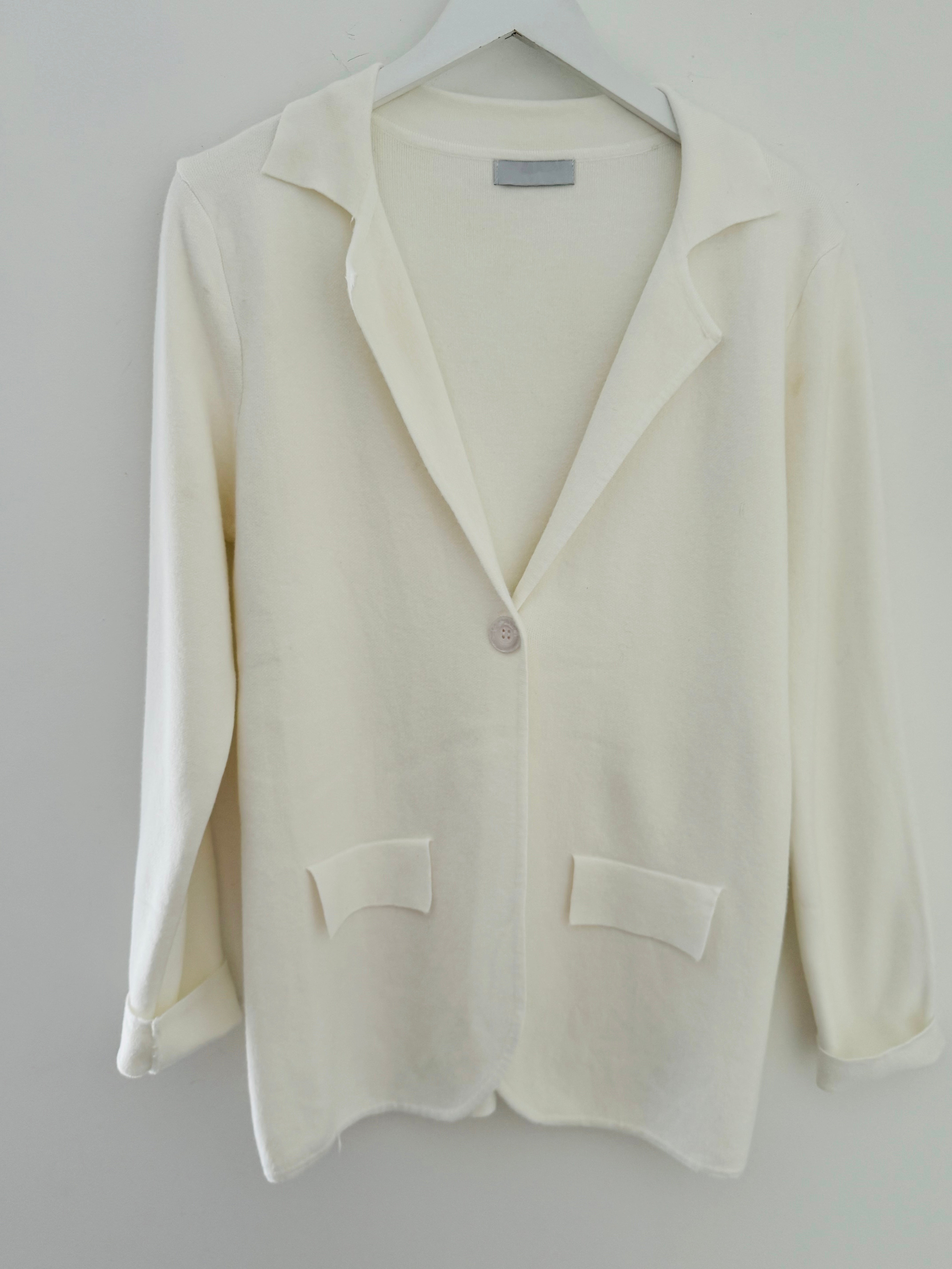 Knitted Blazer Jacket in Ivory