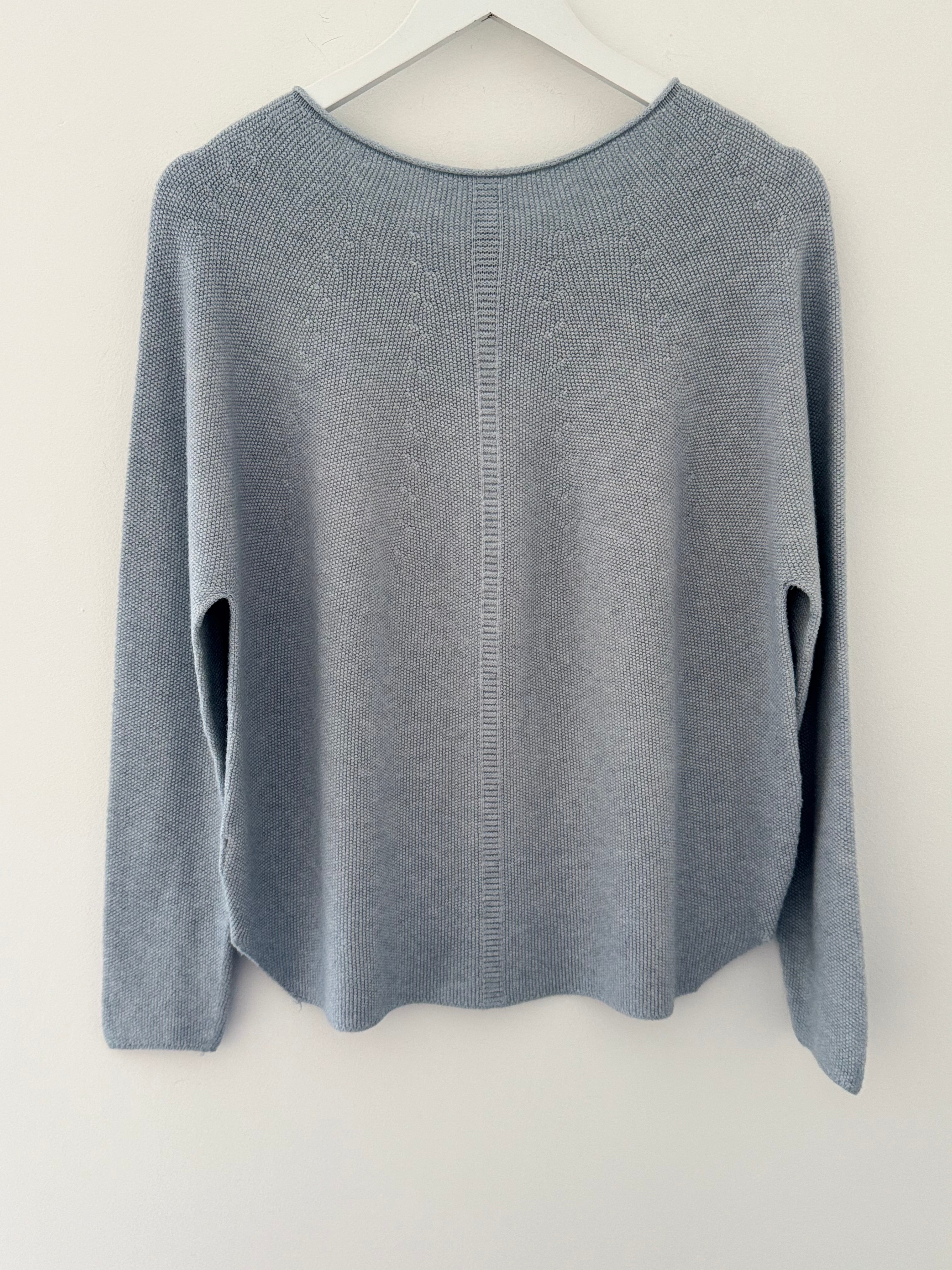 Moss Stitch Jumper with Ladder Back in Eggshell